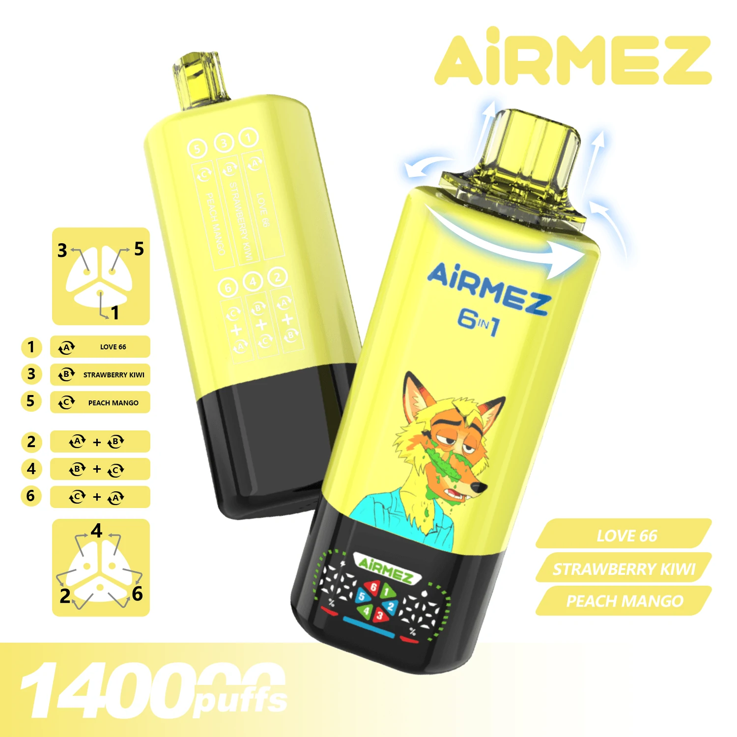 Airmez 140000パフ 6-in-1 使い捨て電子タバコ - image 5