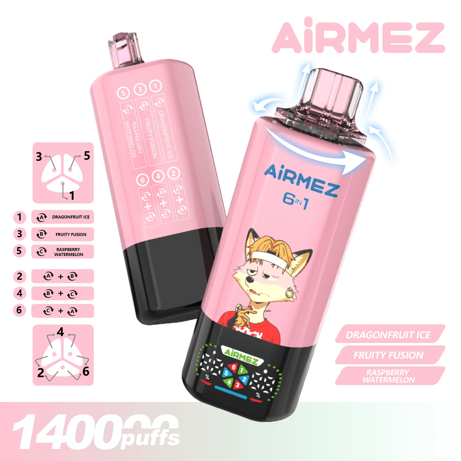 Airmez 140000パフ 6-in-1 使い捨て電子タバコ - image 2