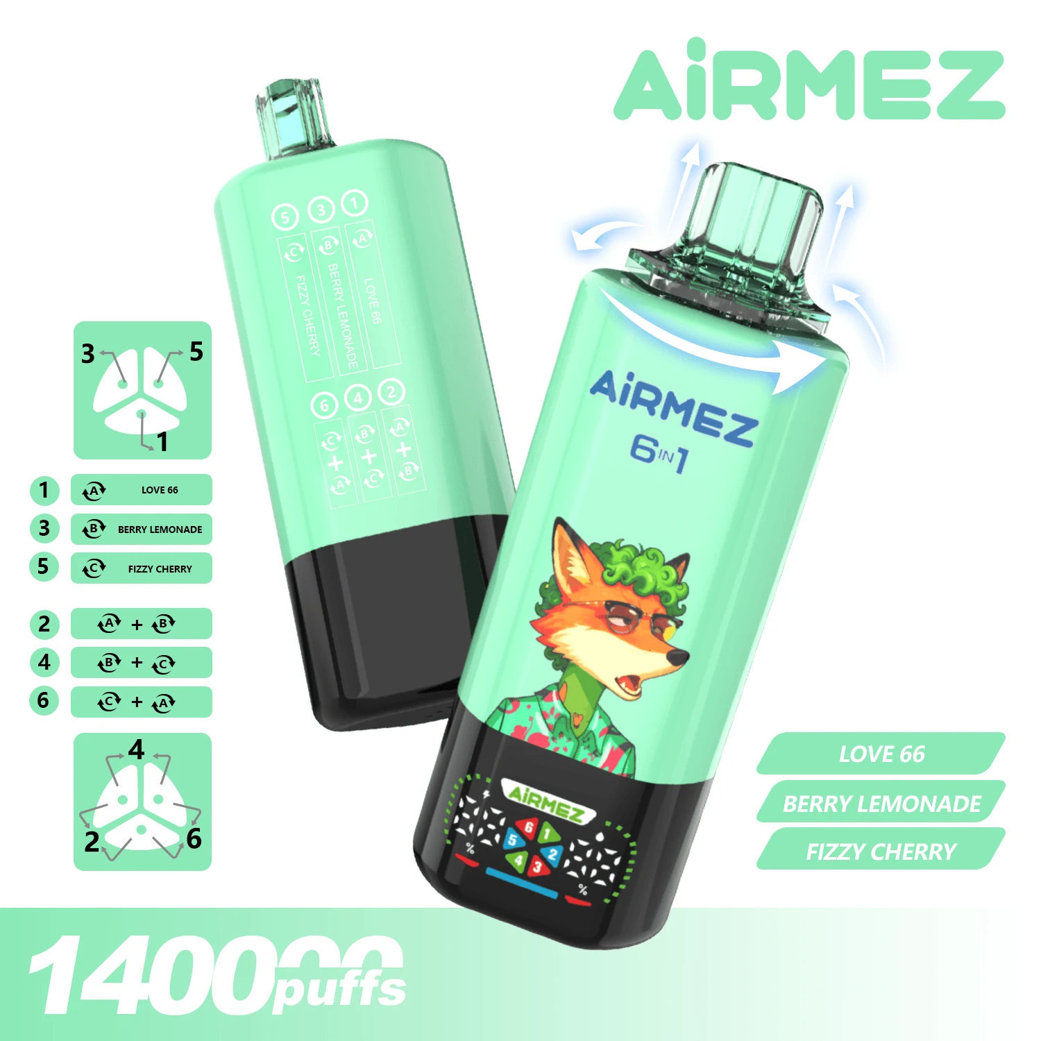 Airmez 140000パフ 6-in-1 使い捨て電子タバコ - image 3