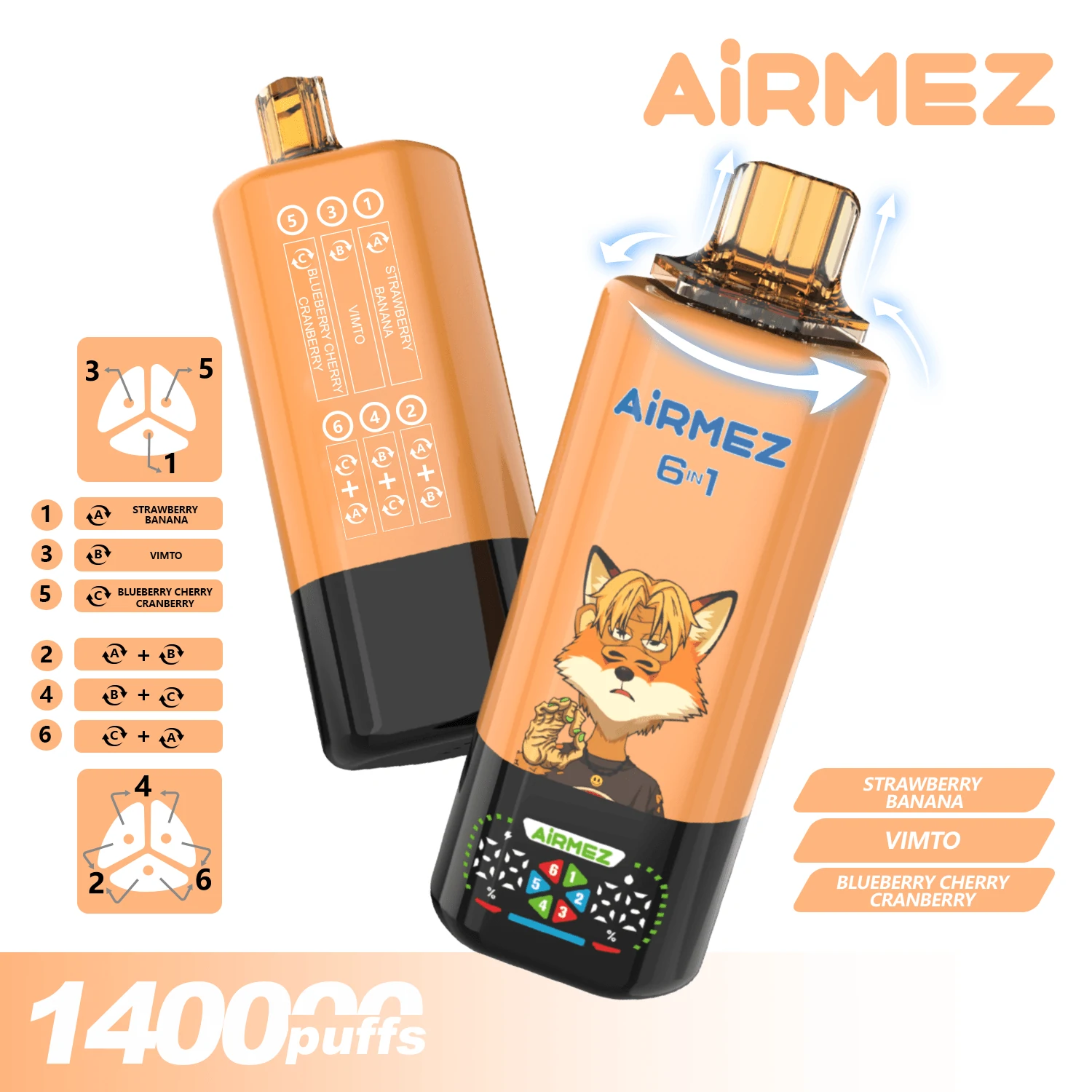 Airmez 140000パフ 6-in-1 使い捨て電子タバコ - image 7