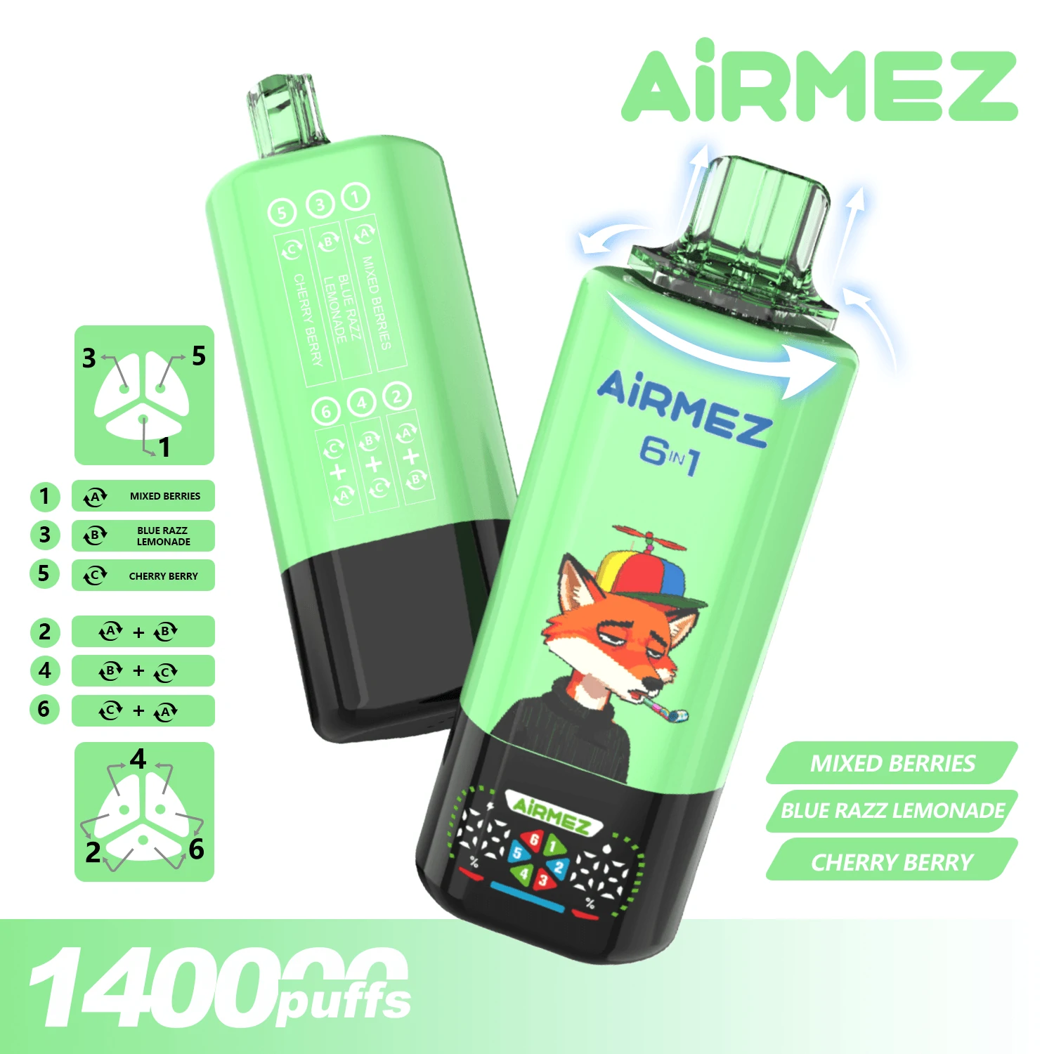 Airmez 140000パフ 6-in-1 使い捨て電子タバコ - image 6