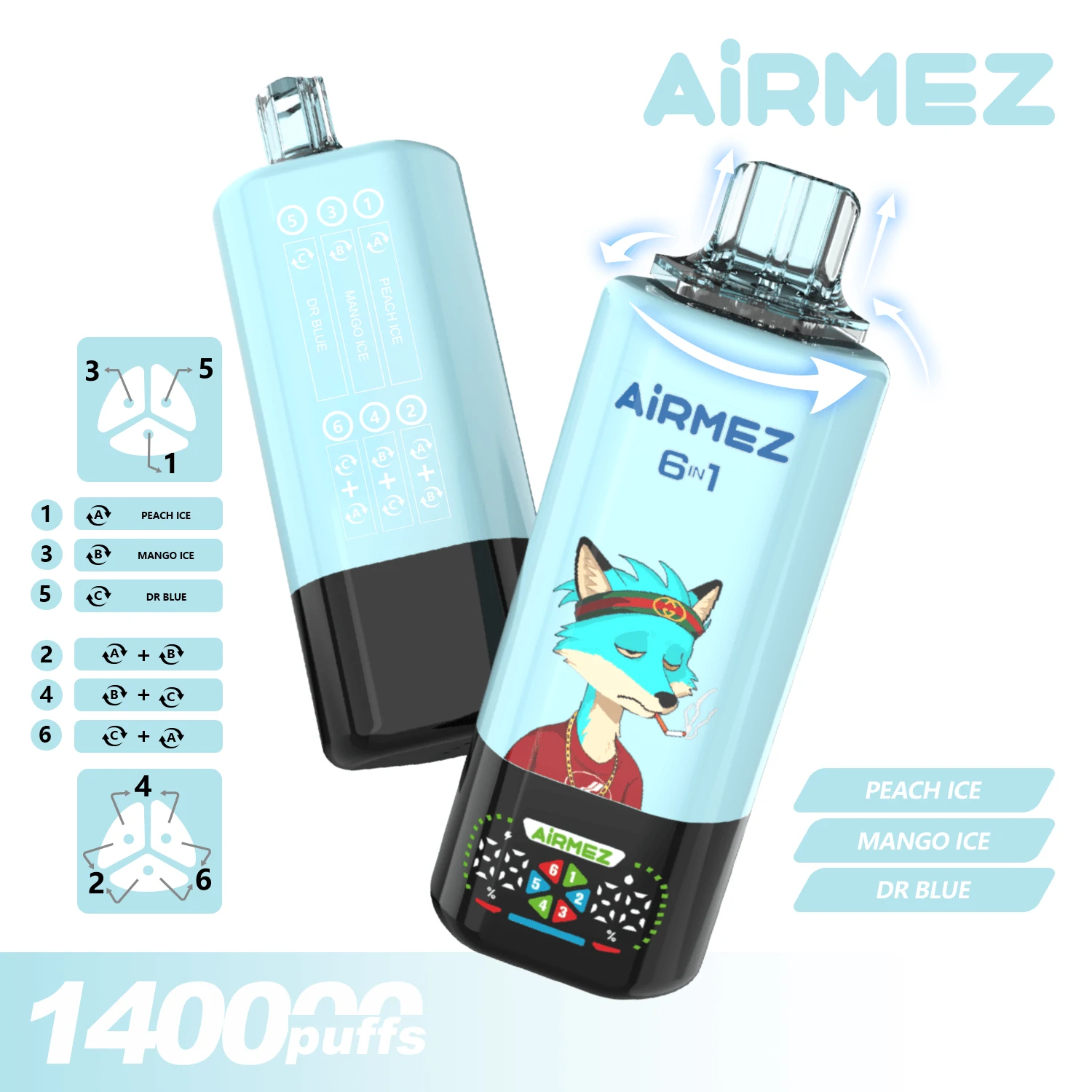 Airmez 140000パフ 6-in-1 使い捨て電子タバコ - image 4