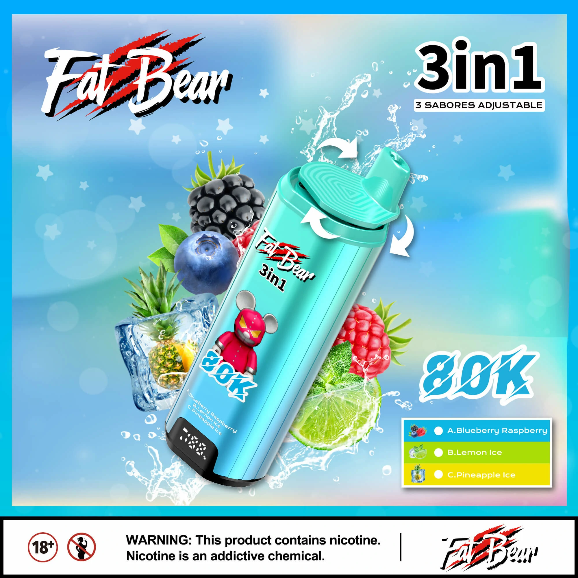 AIVONO AIM FAT BEAR 80000パフ 3-in-1 使い捨て電子タバコ - image 3