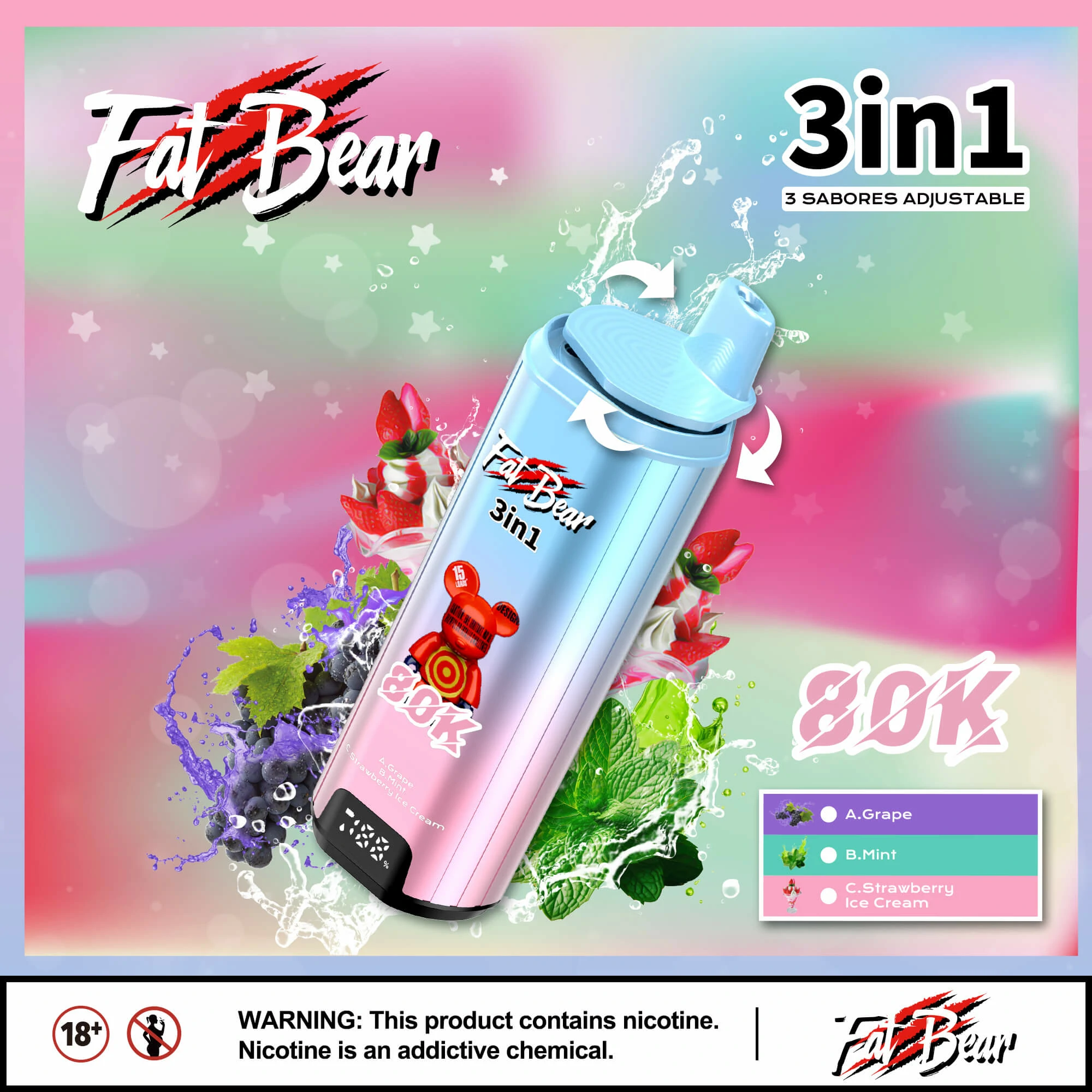 AIVONO AIM FAT BEAR 80000パフ 3-in-1 使い捨て電子タバコ - image 4
