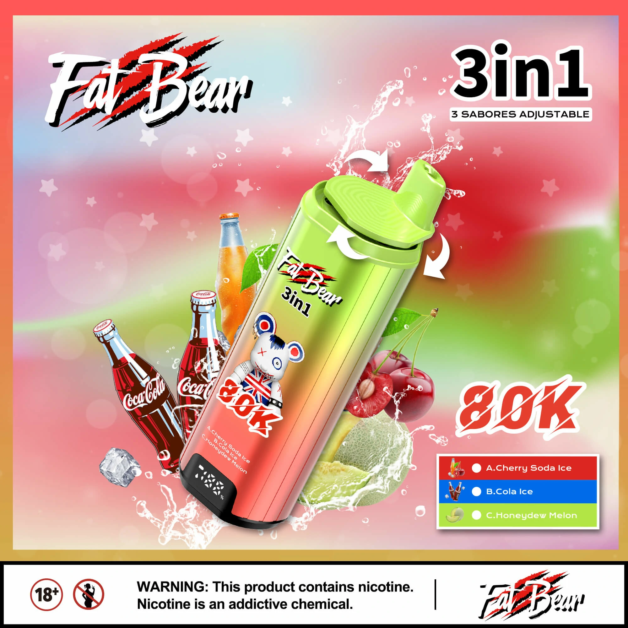 AIVONO AIM FAT BEAR 80000パフ 3-in-1 使い捨て電子タバコ - image 5