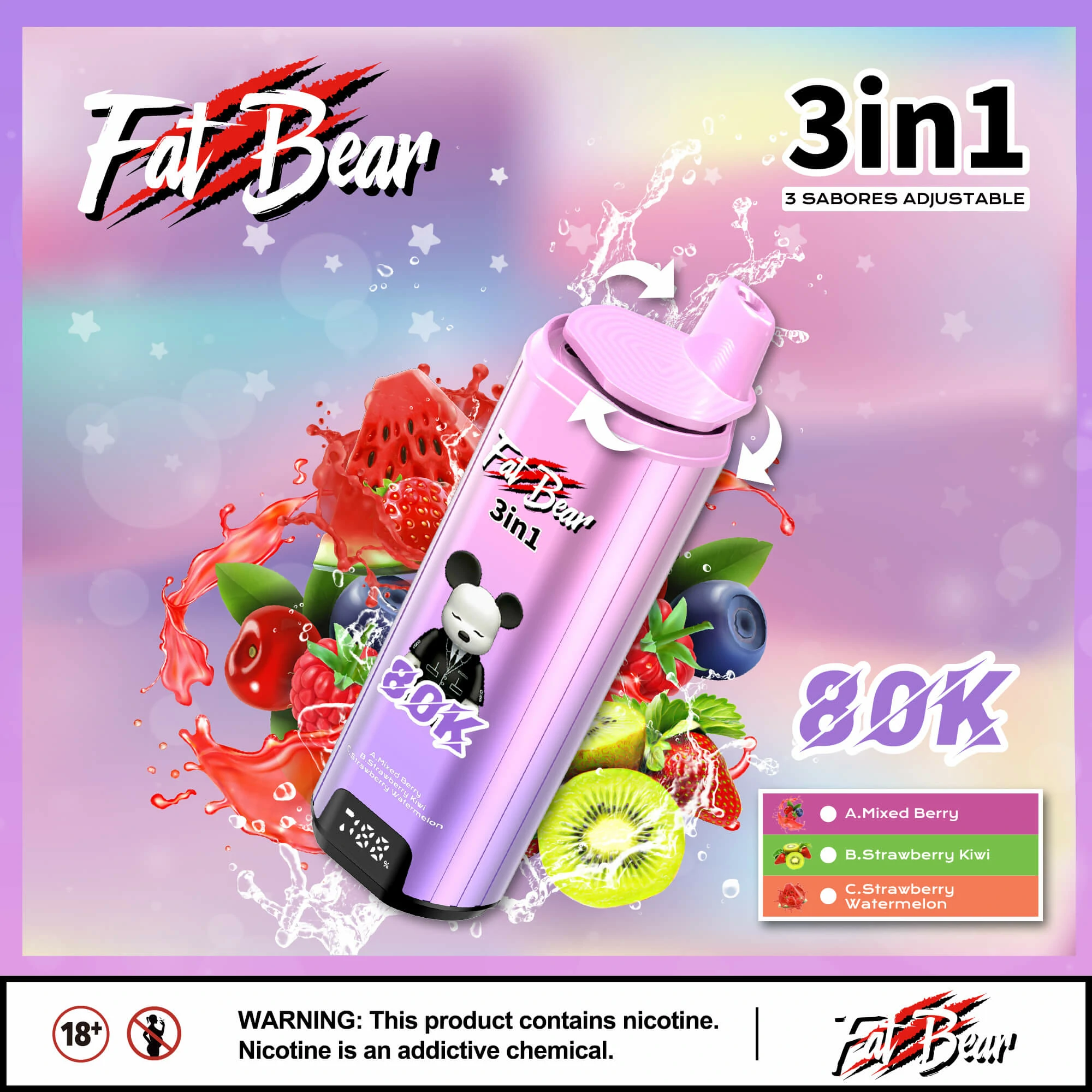 AIVONO AIM FAT BEAR 80000パフ 3-in-1 使い捨て電子タバコ - image 8
