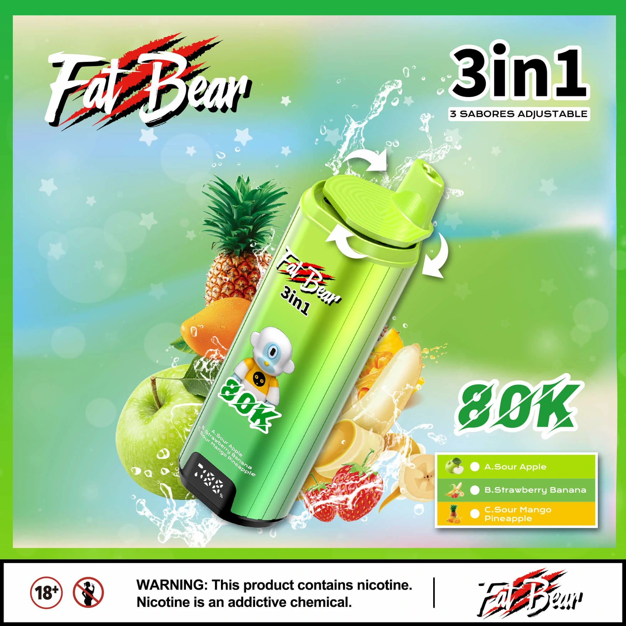 AIVONO AIM FAT BEAR 80000パフ 3-in-1 使い捨て電子タバコ - image 6