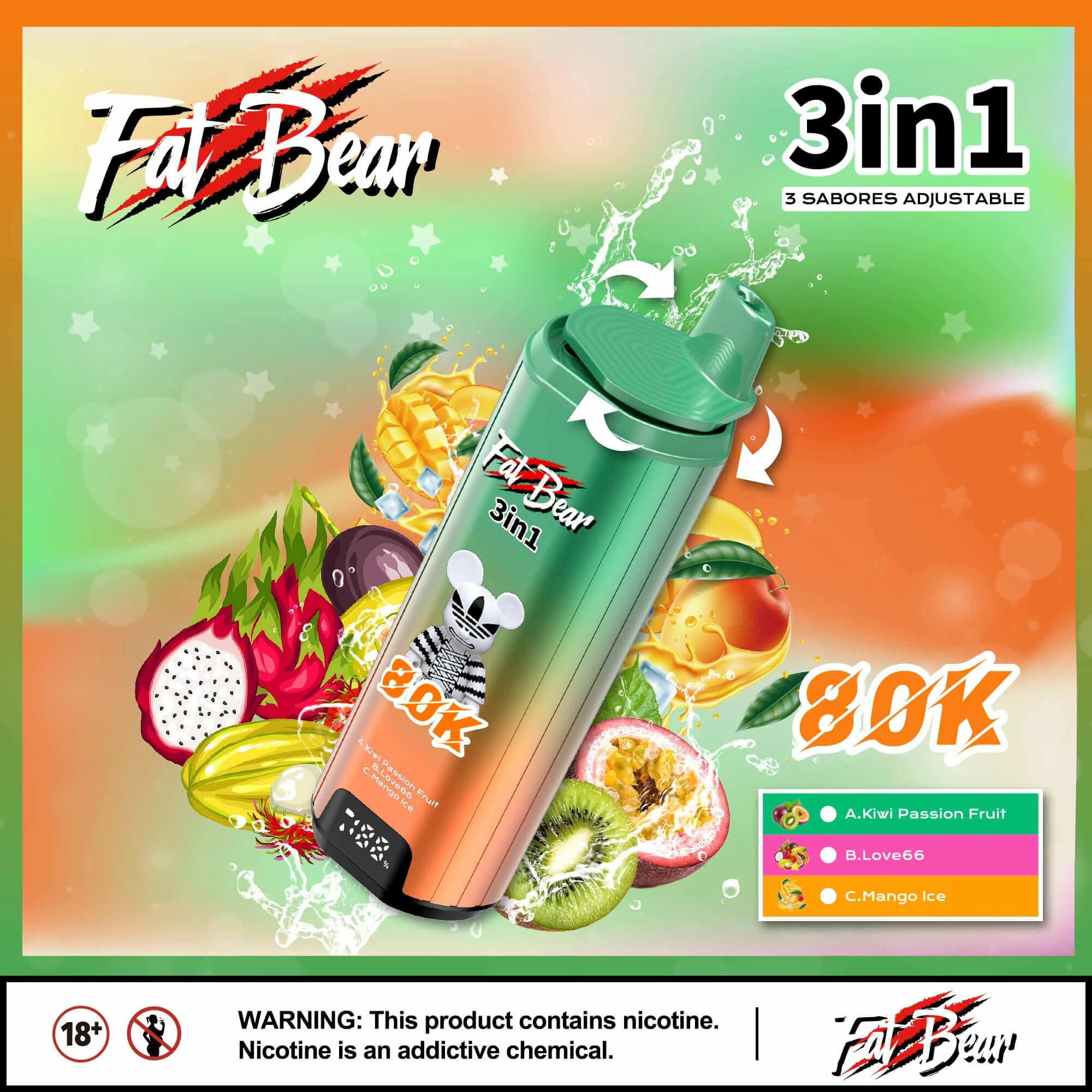 AIVONO AIM FAT BEAR 80000パフ 3-in-1 使い捨て電子タバコ - image 10