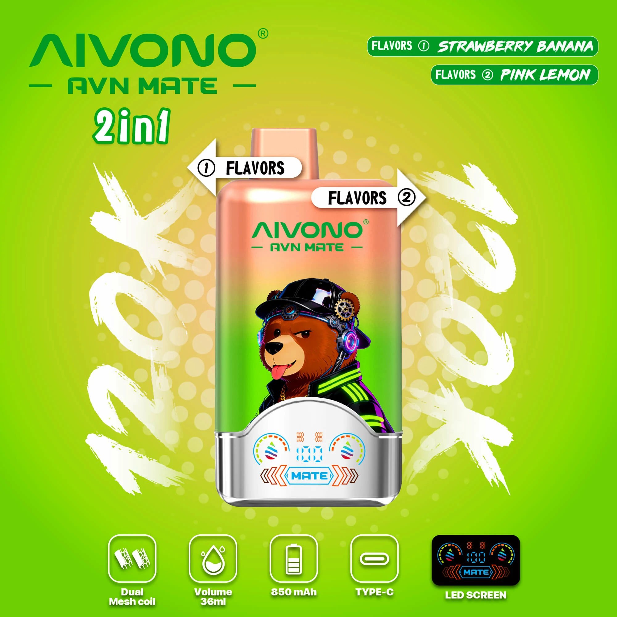 AIVONO AVN MATE 120000パフ 2-in-1 使い捨て電子タバコ - image 5