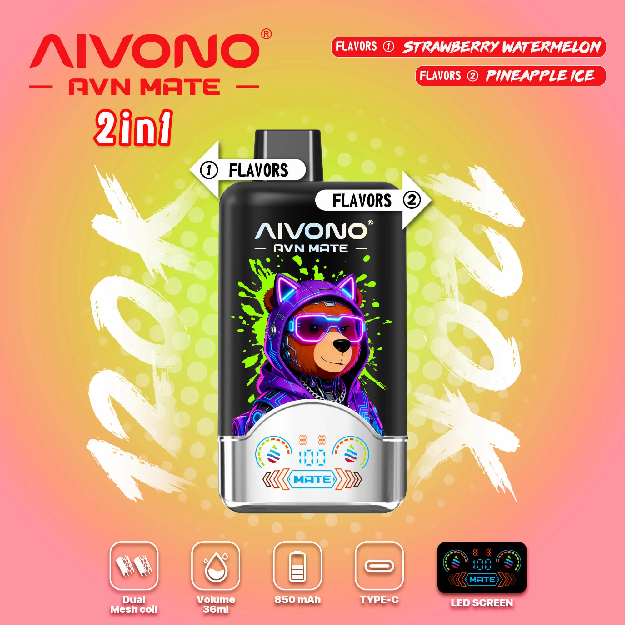AIVONO AVN MATE 120000パフ 2-in-1 使い捨て電子タバコ - image 4