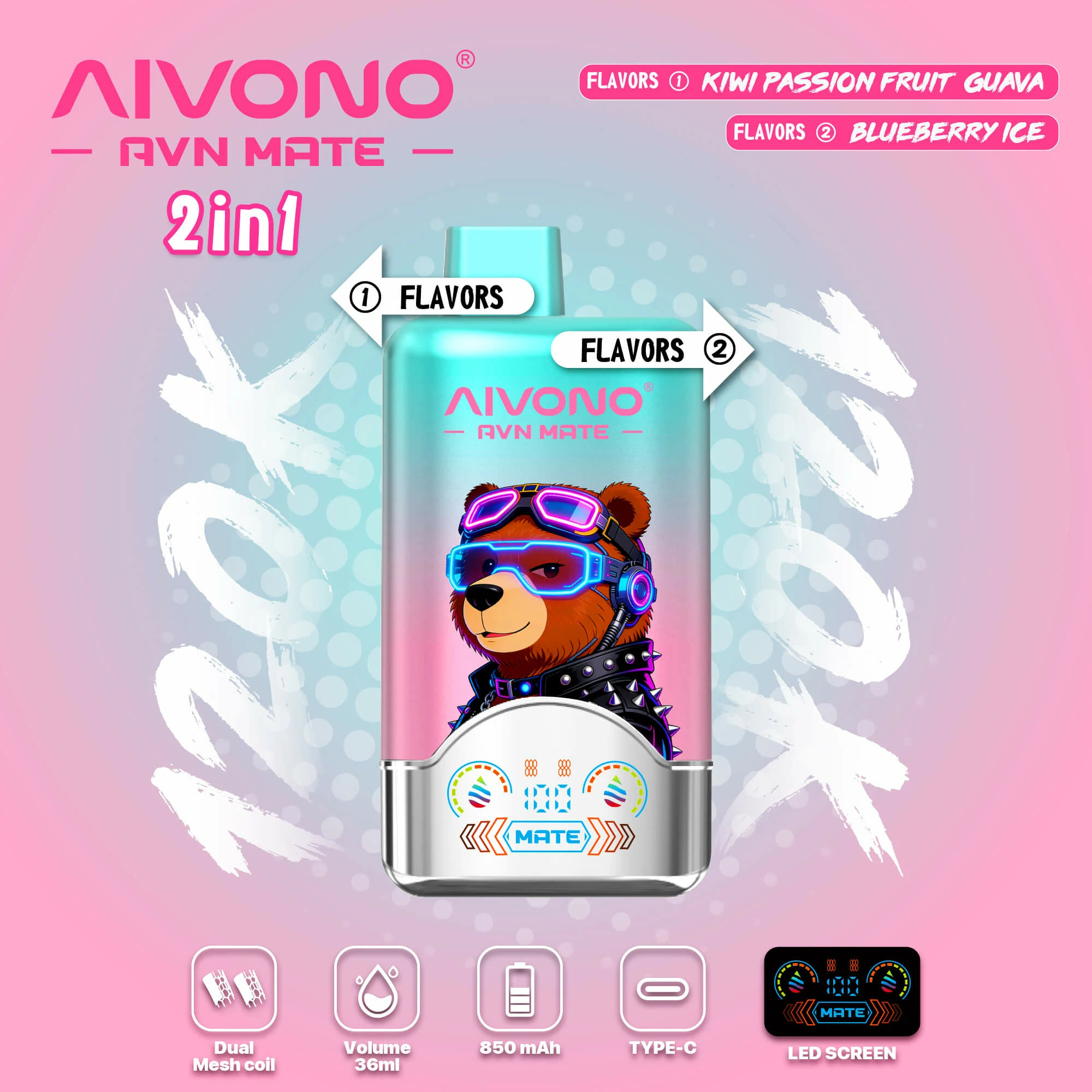 AIVONO AVN MATE 120000パフ 2-in-1 使い捨て電子タバコ - image 2