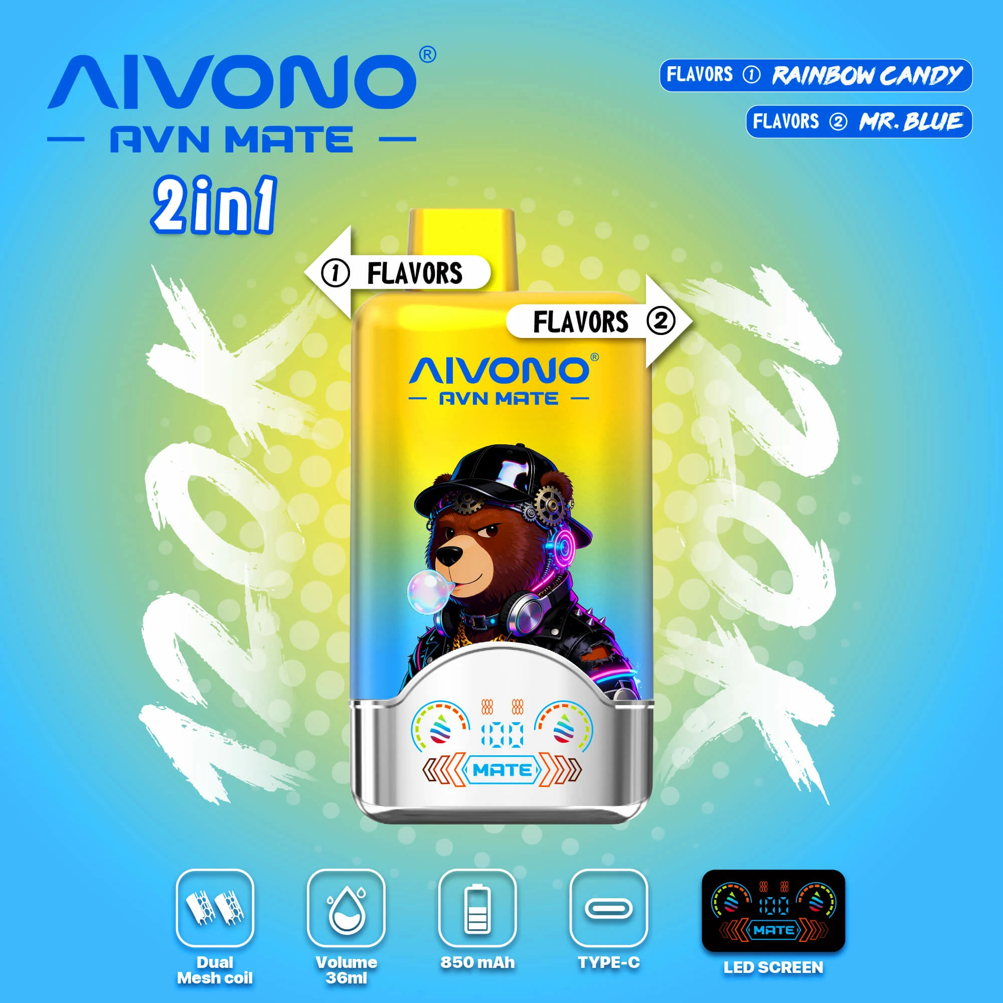AIVONO AVN MATE 120000パフ 2-in-1 使い捨て電子タバコ - image 3