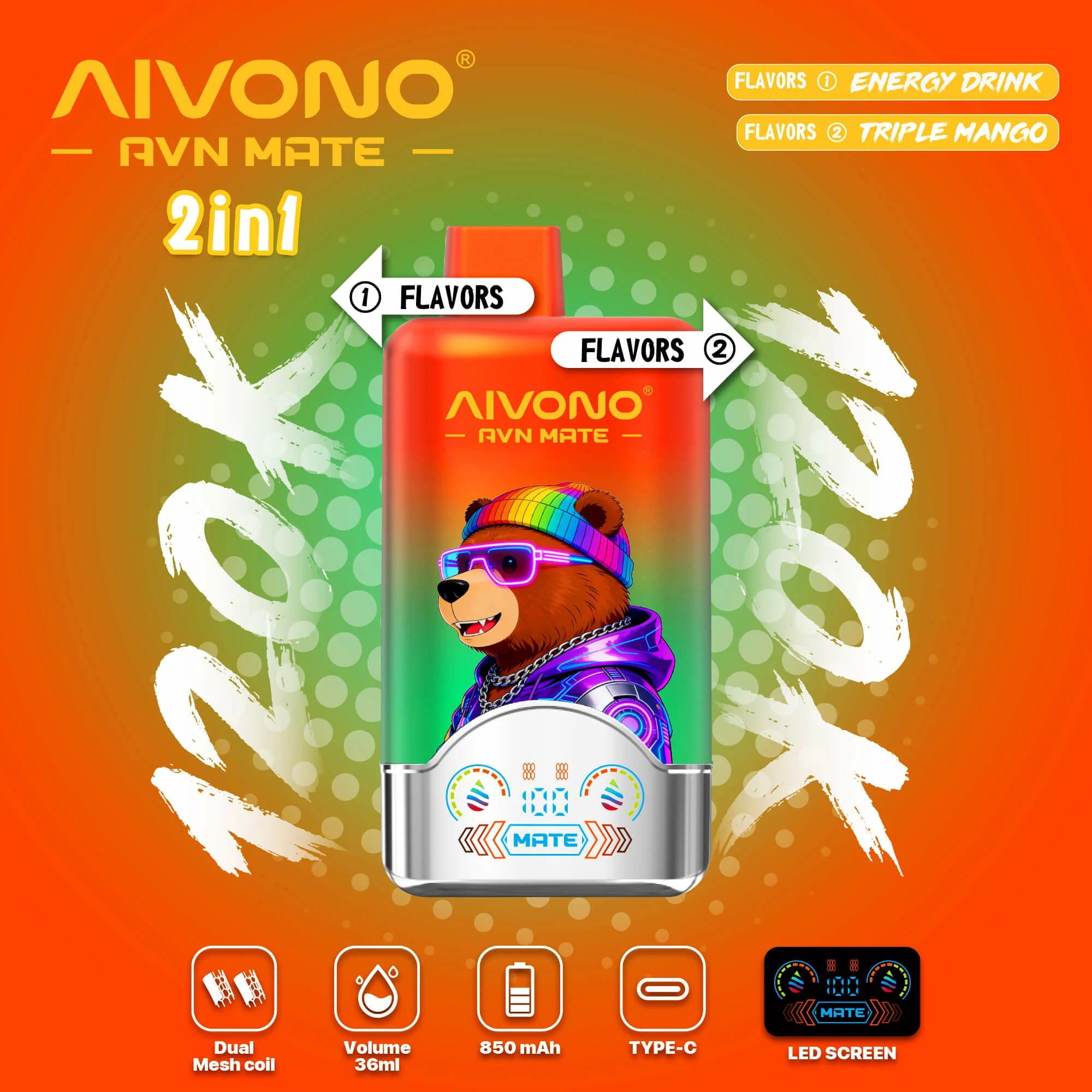 AIVONO AVN MATE 120000パフ 2-in-1 使い捨て電子タバコ - image 6