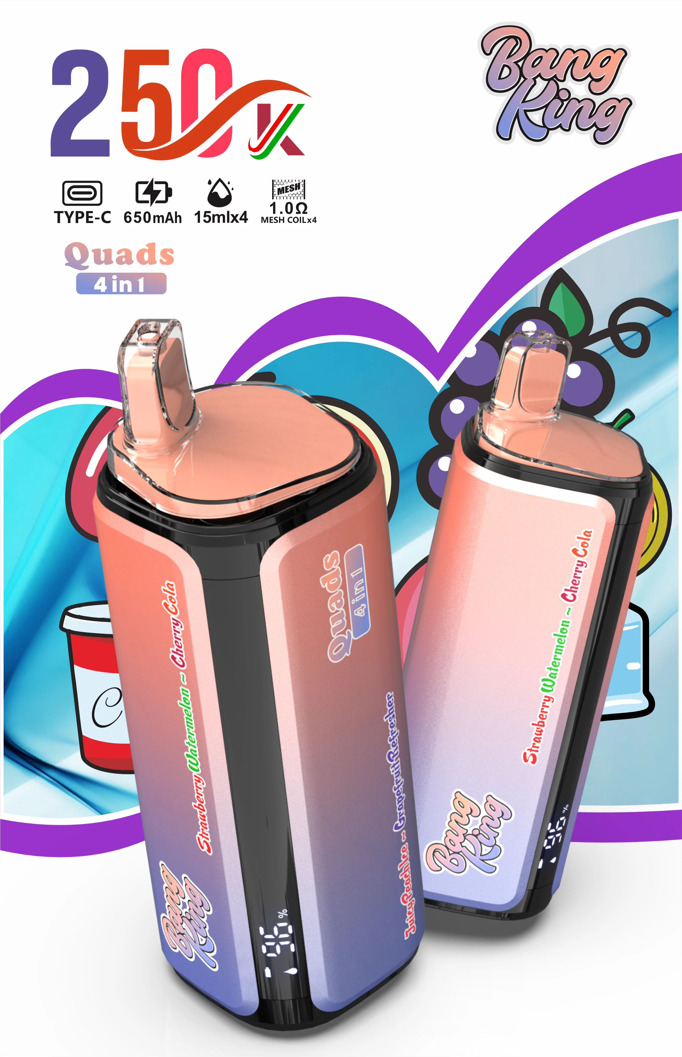 Bang King Quads 250000パフ 4-in-1 使い捨て電子タバコ - image 5