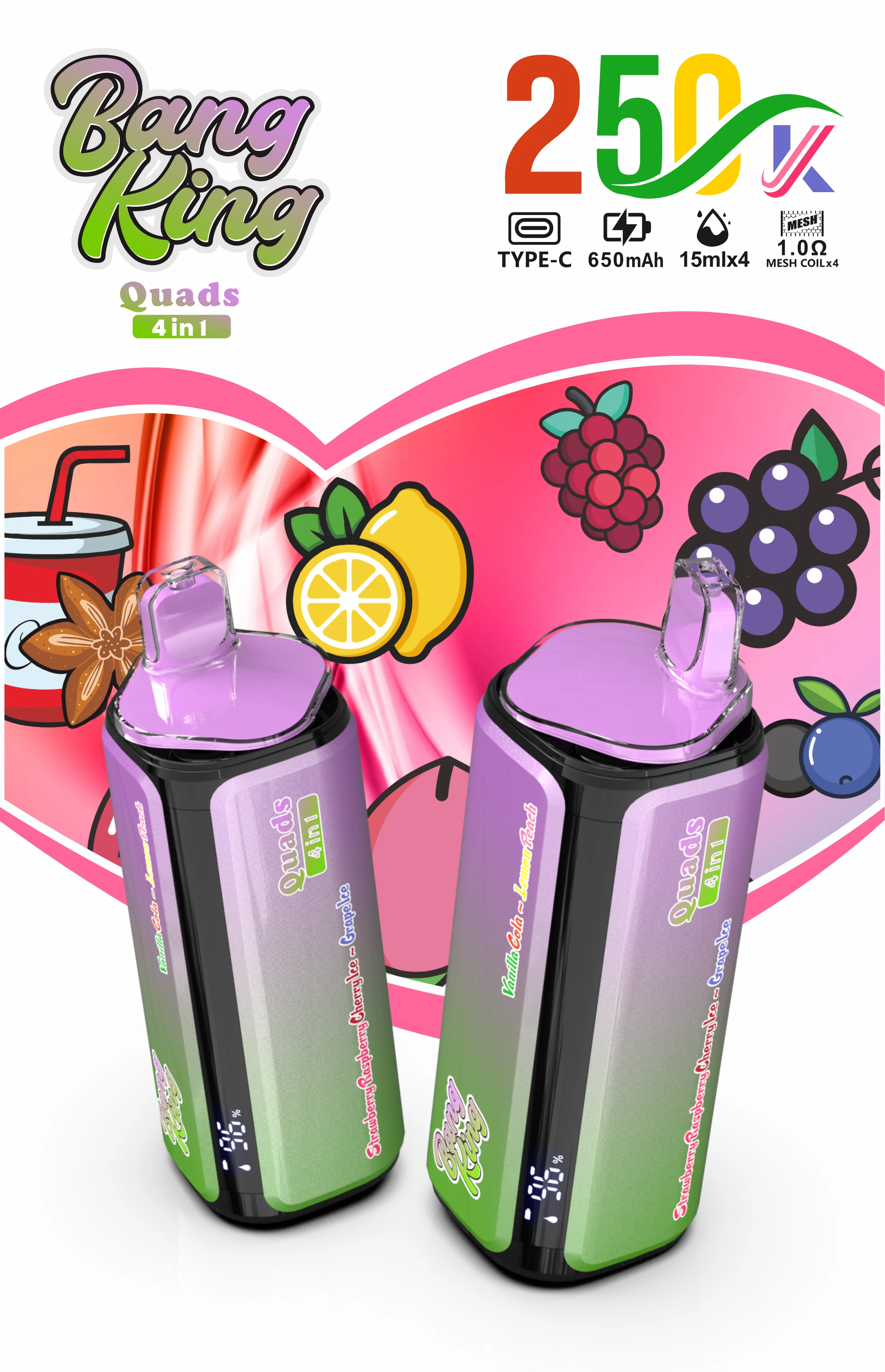 Bang King Quads 250000パフ 4-in-1 使い捨て電子タバコ - image 4