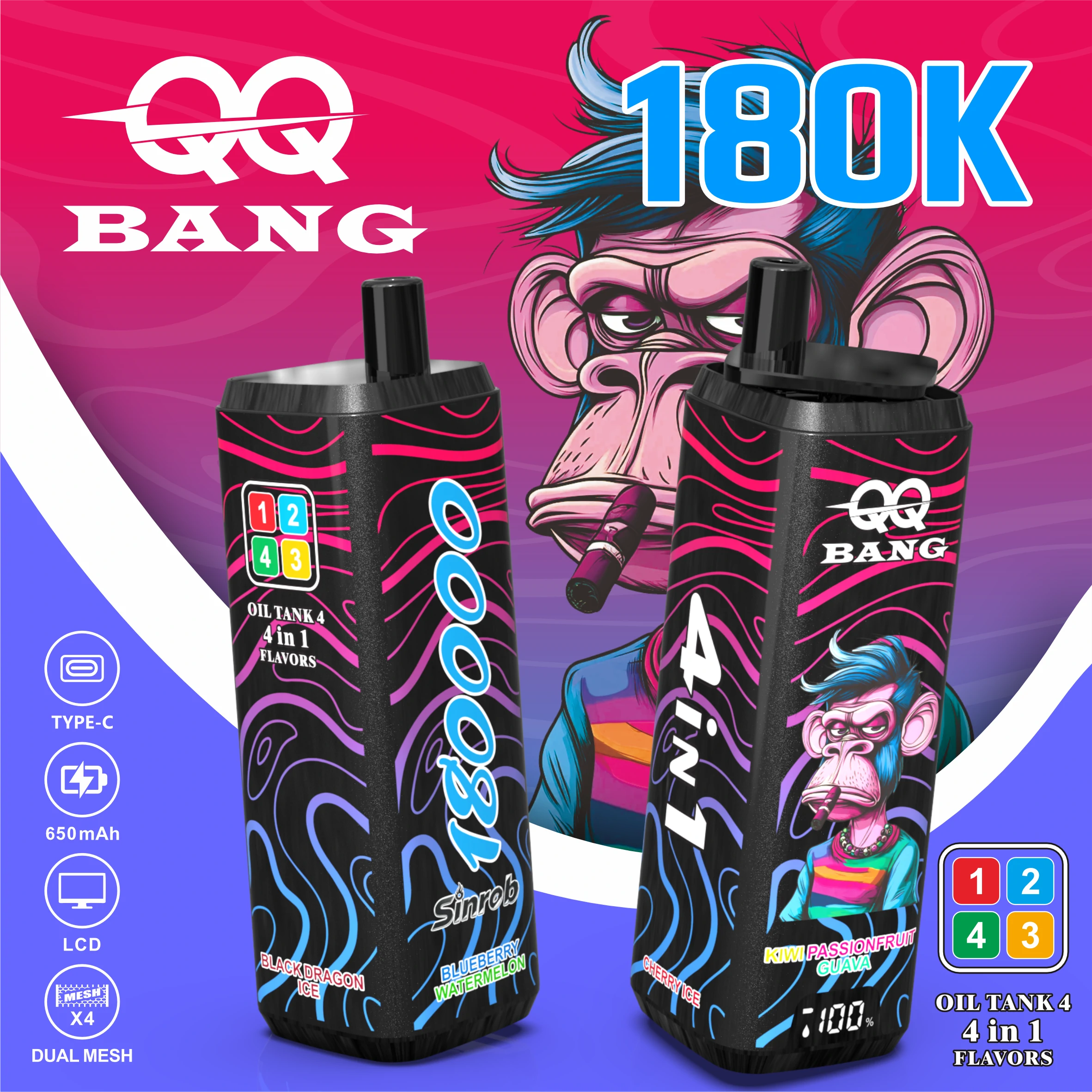 BANG QQ 180000パフ 4-in-1 使い捨て電子タバコ - image 4