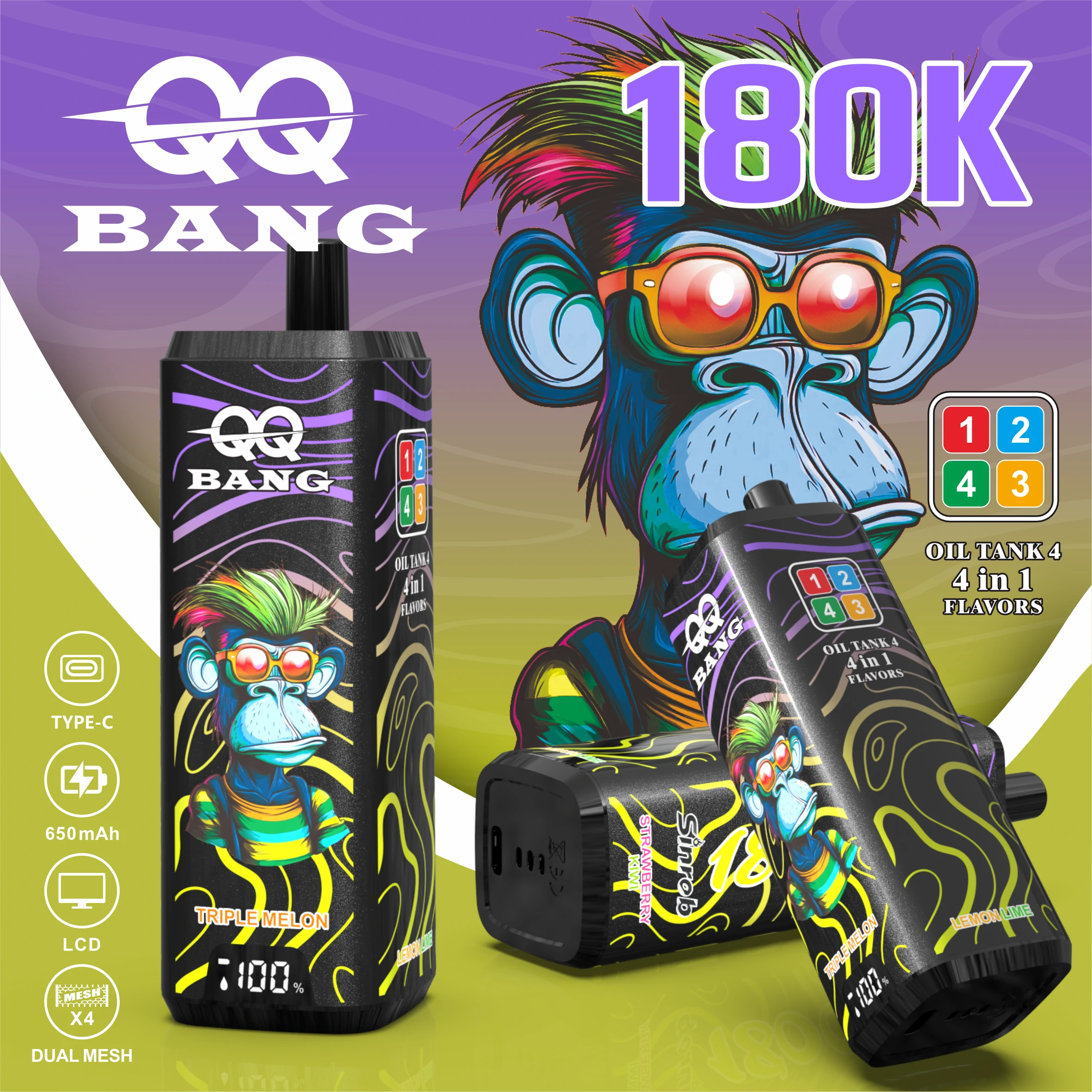 BANG QQ 180000パフ 4-in-1 使い捨て電子タバコ - image 2