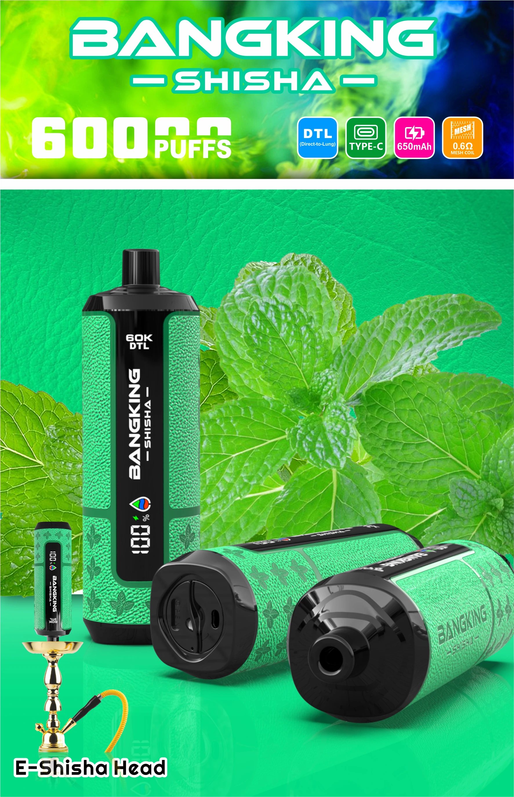 Bang King Shisha 60000パフ 使い捨て電子タバコ - image 2