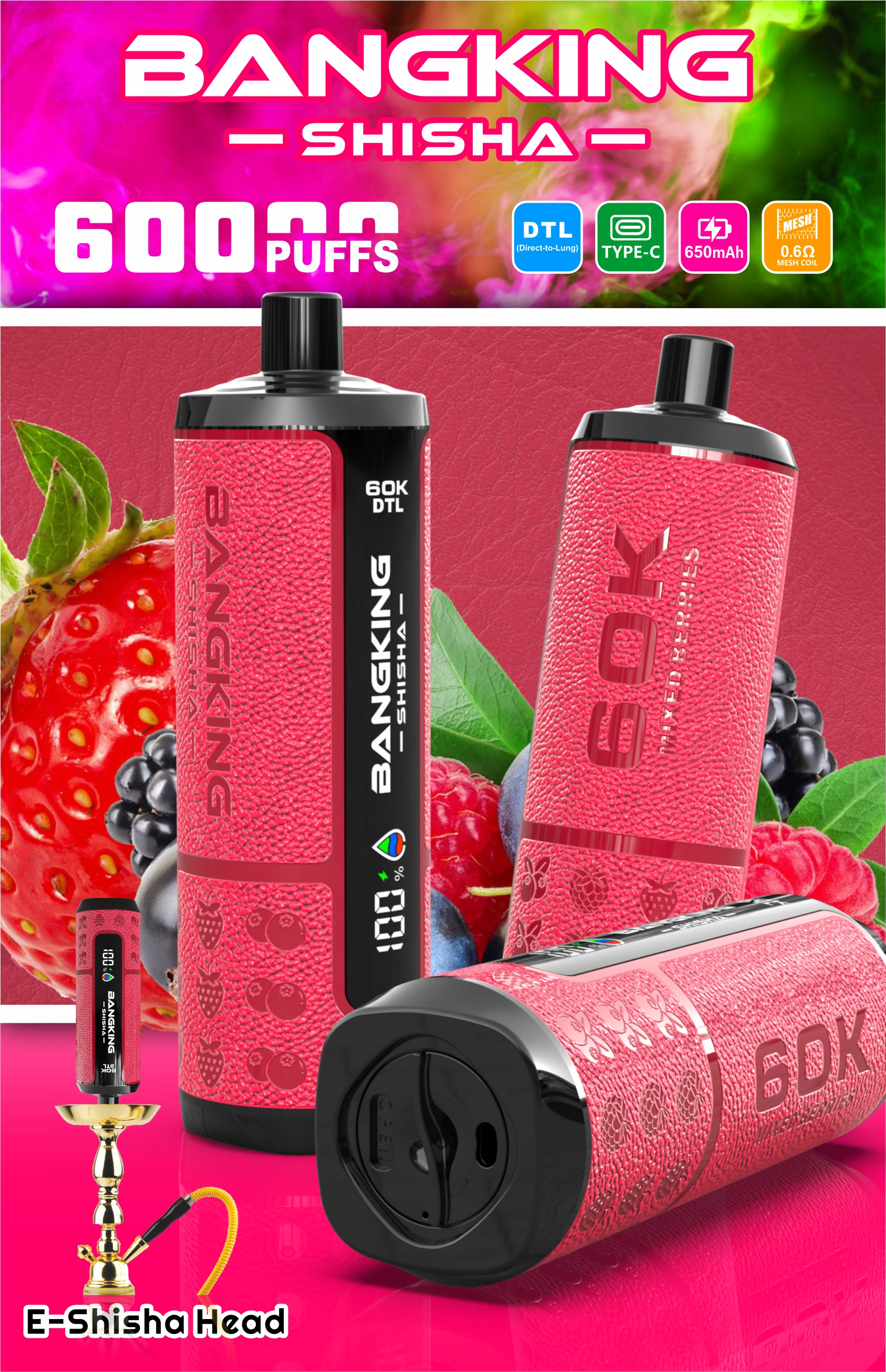 Bang King Shisha 60000パフ 使い捨て電子タバコ - image 8