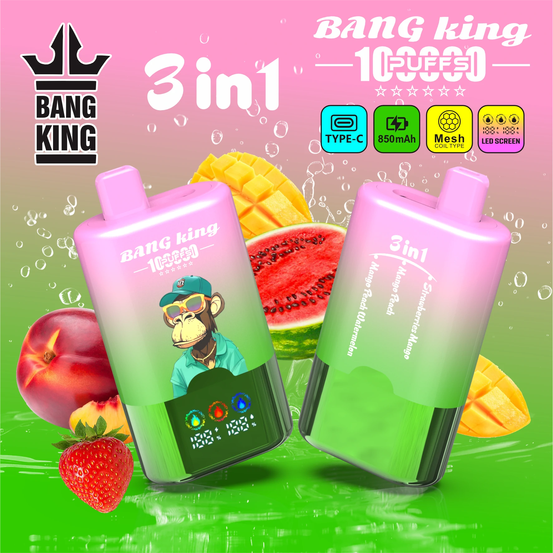 Bang King 100000パフ 3-in-1 使い捨て電子タバコ - image 2