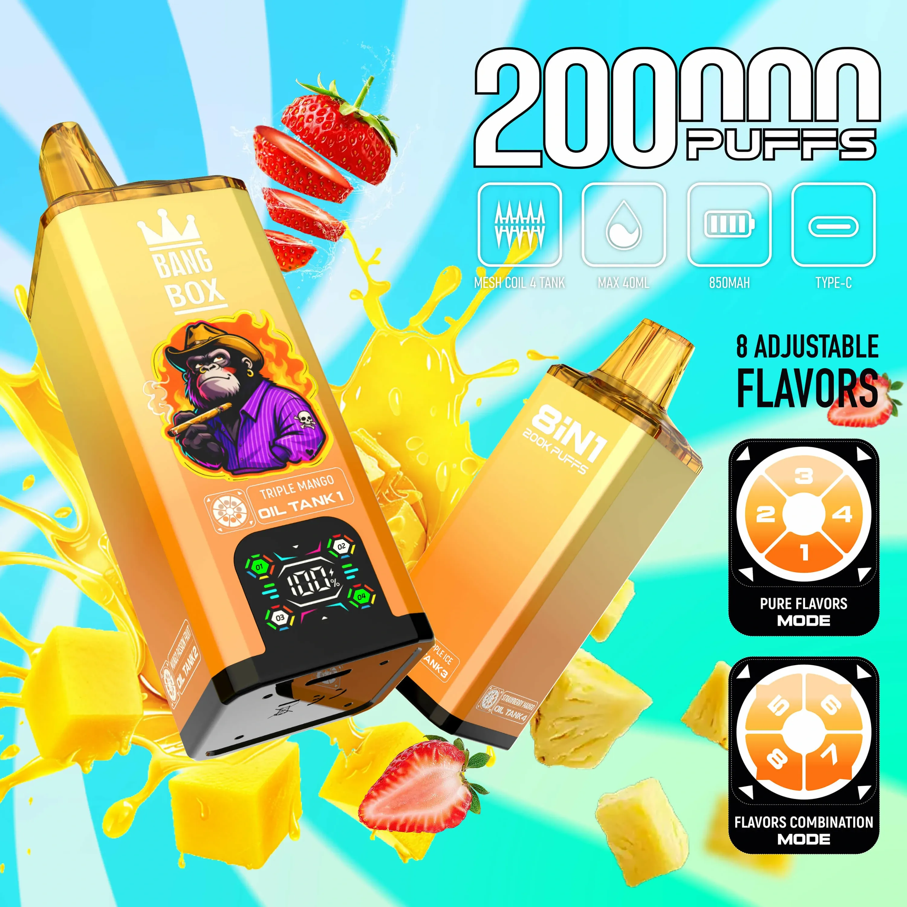 BANG BOX 200000パフ 8-in-1 使い捨て電子タバコ - image 2