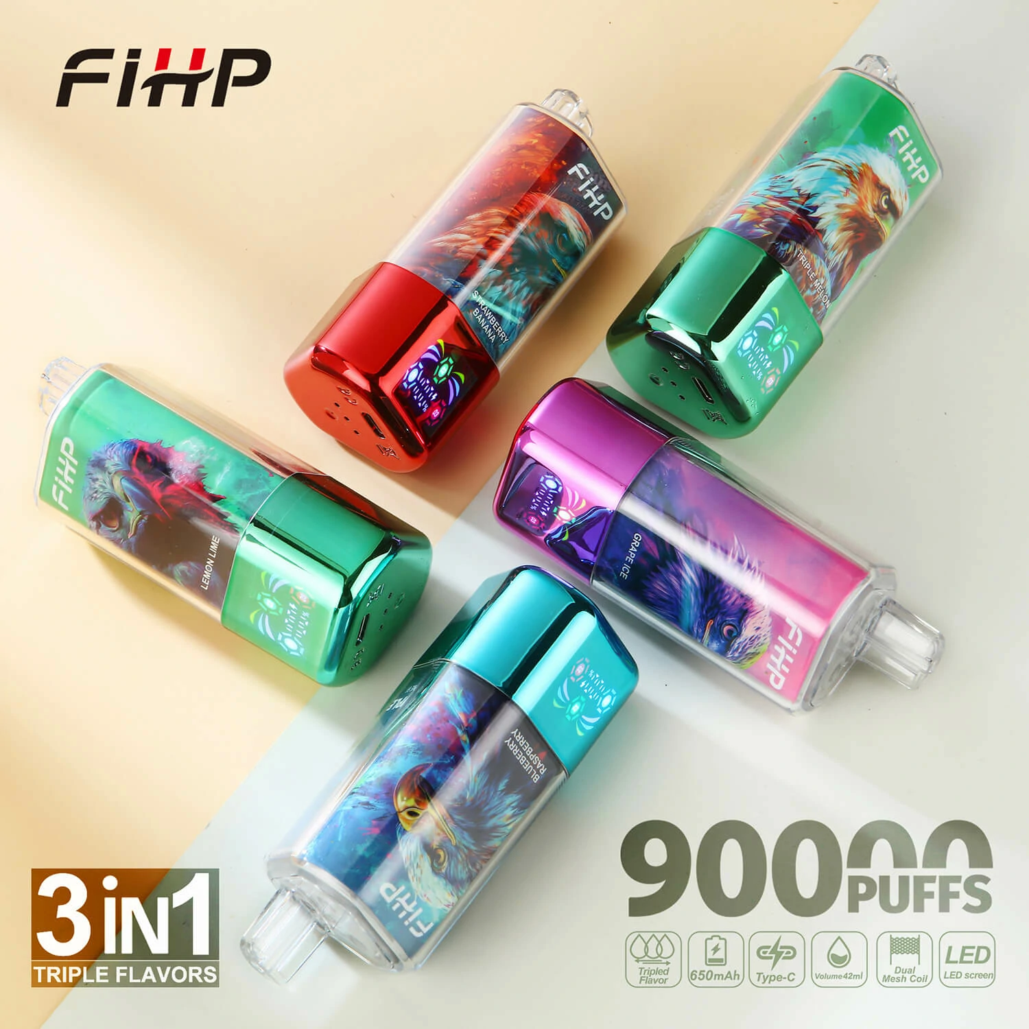 FIHP 90000パフ 3-in-1 使い捨て電子タバコ - image 2