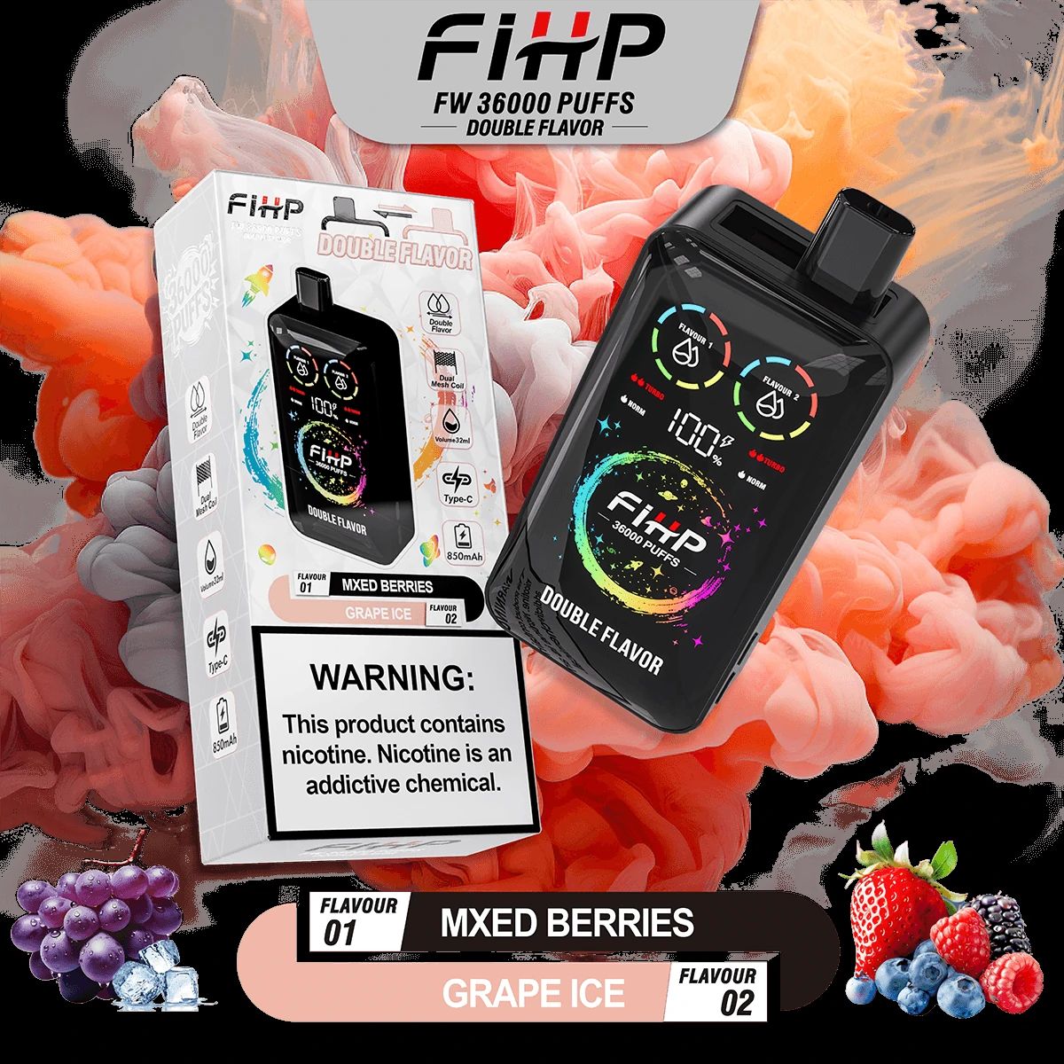 FIHP 36000パフ 2-in-1 使い捨て電子タバコ - image 3
