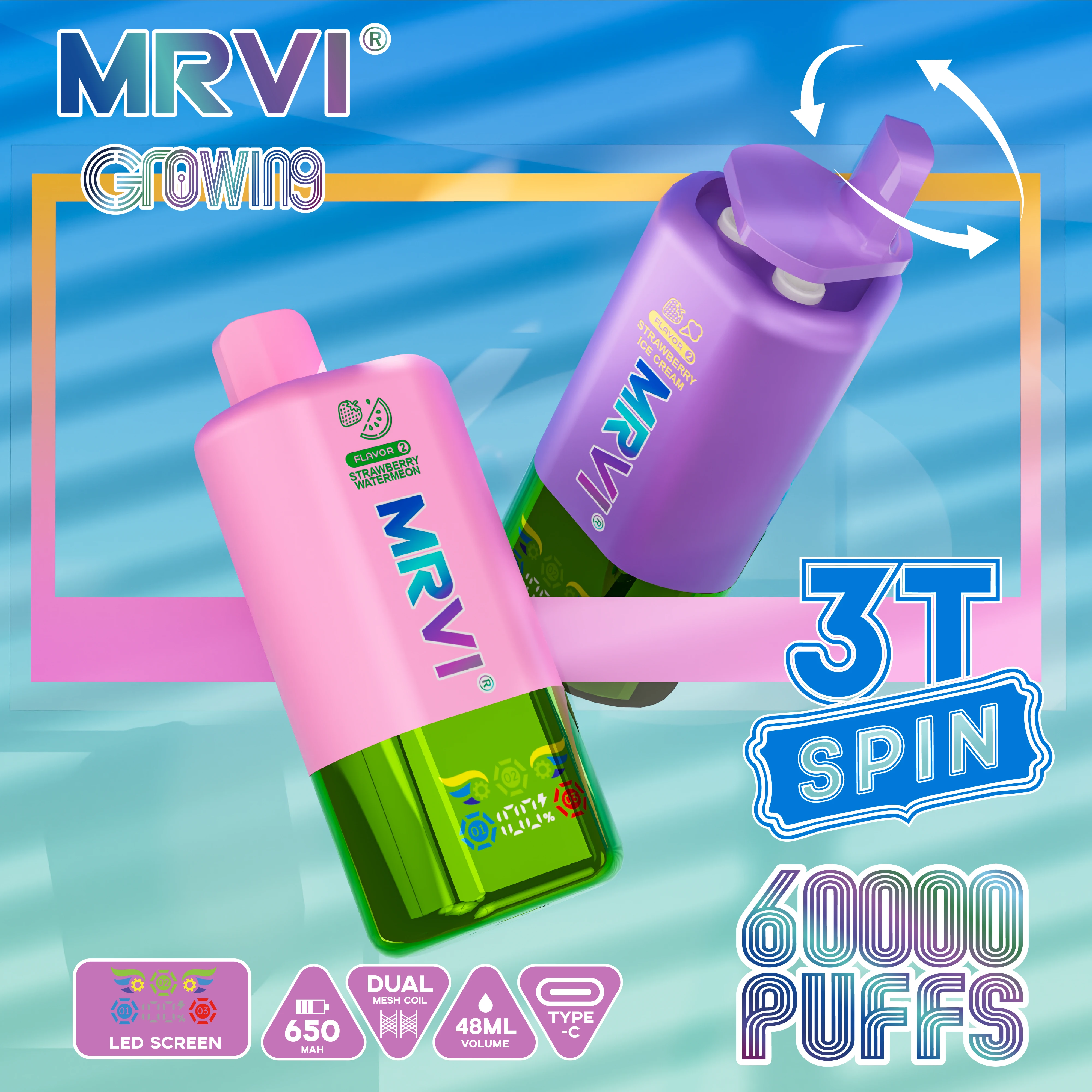 MRVI GROWING 3T SPIN 60000パフ 使い捨て電子タバコ - image 2