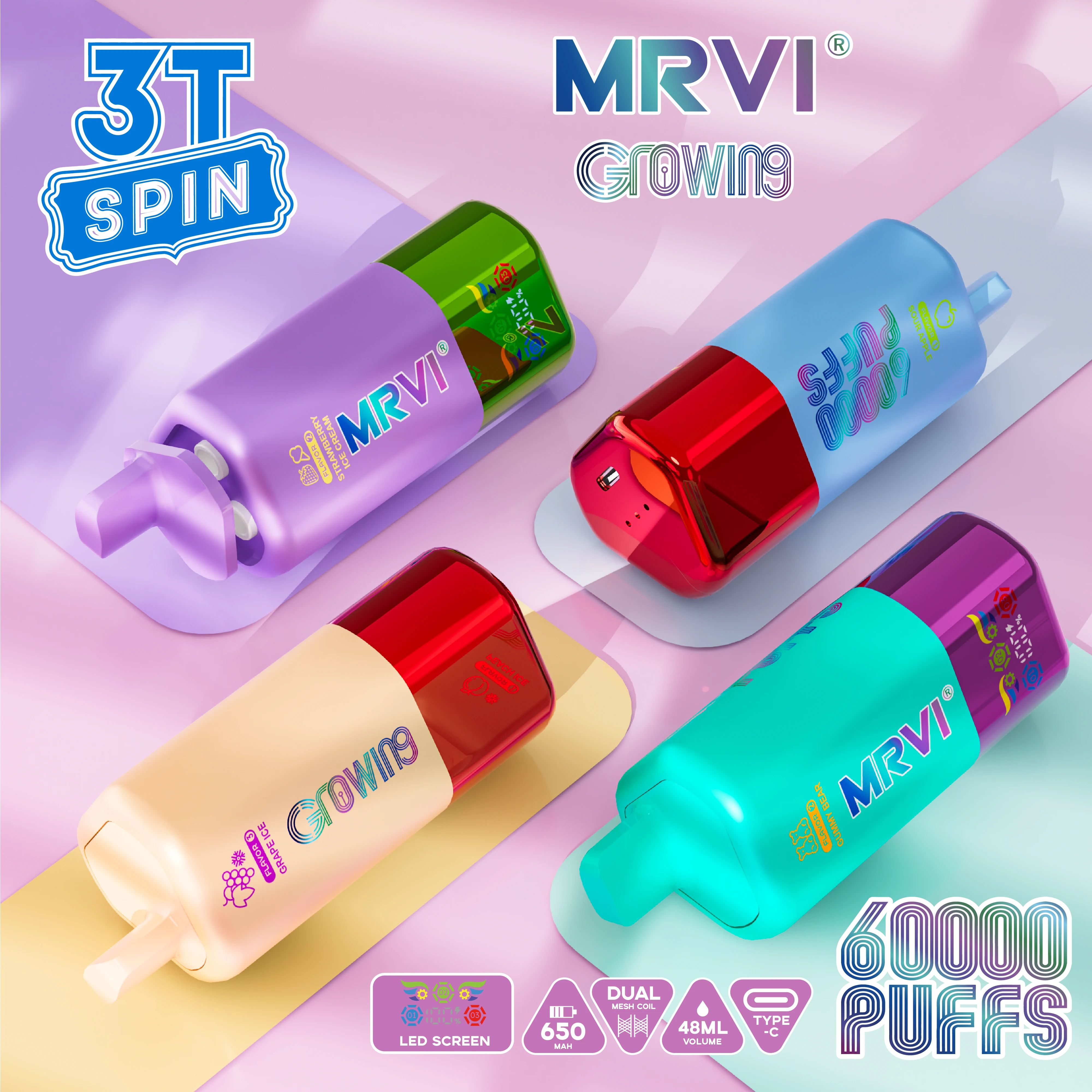 MRVI GROWING 3T SPIN 60000パフ 使い捨て電子タバコ - image 3