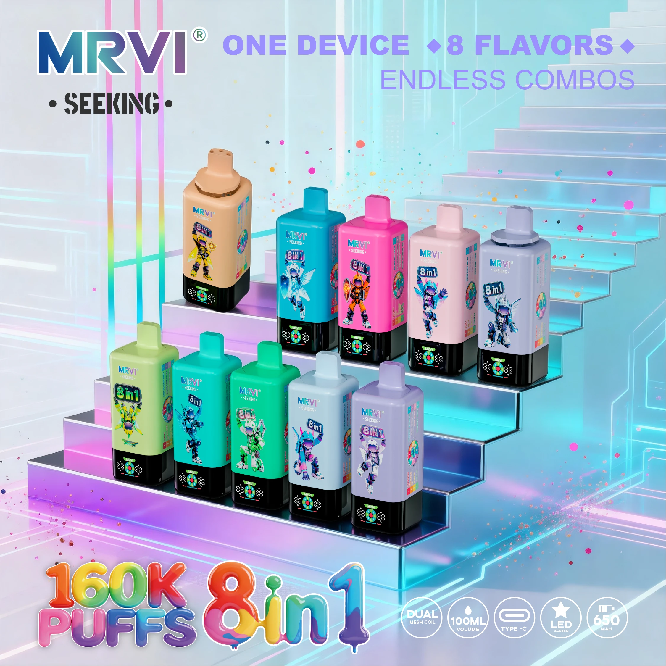 MRVI SEEKING 160000パフ 8-in-1 使い捨て電子タバコ - image 2