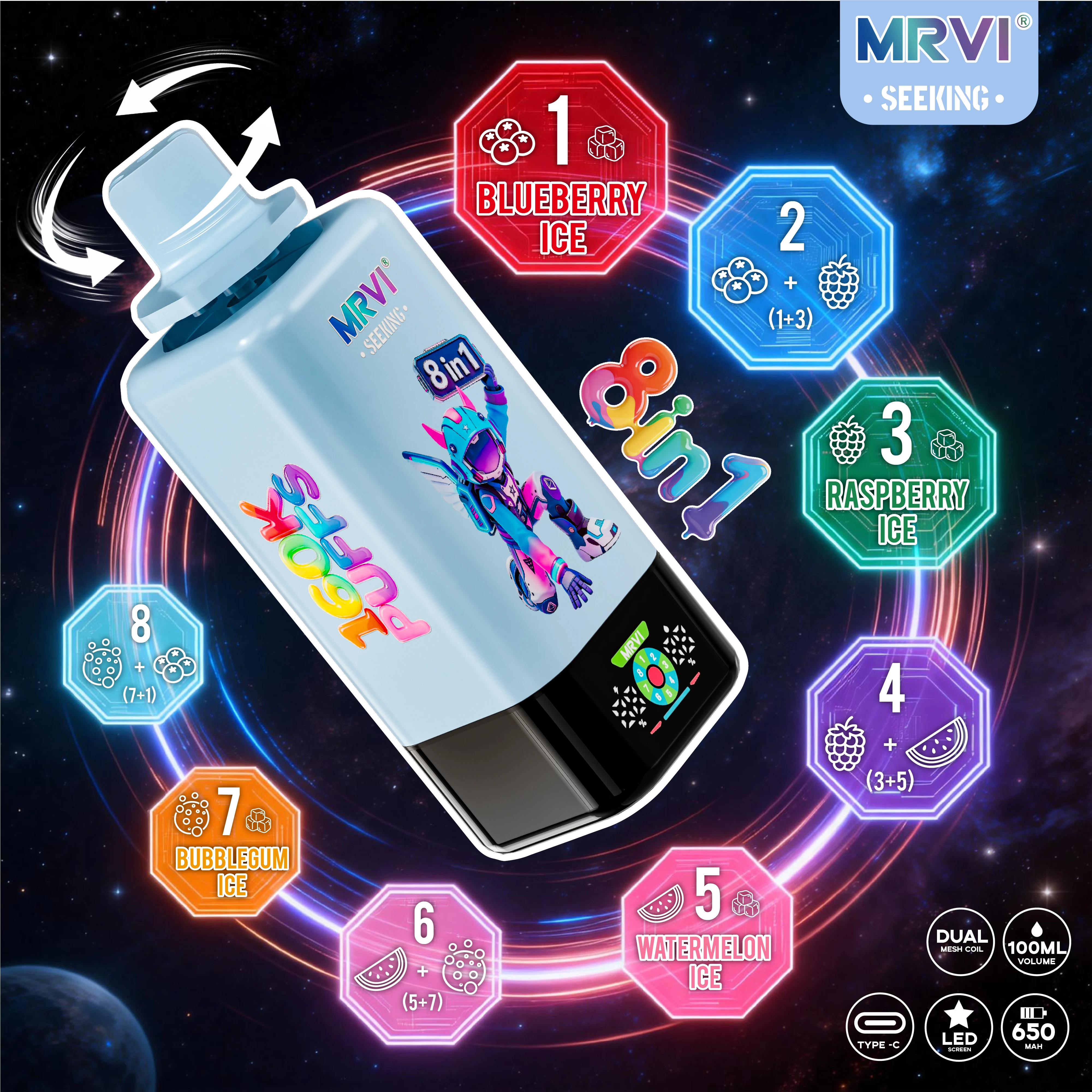 MRVI SEEKING 160000パフ 8-in-1 使い捨て電子タバコ - image 6