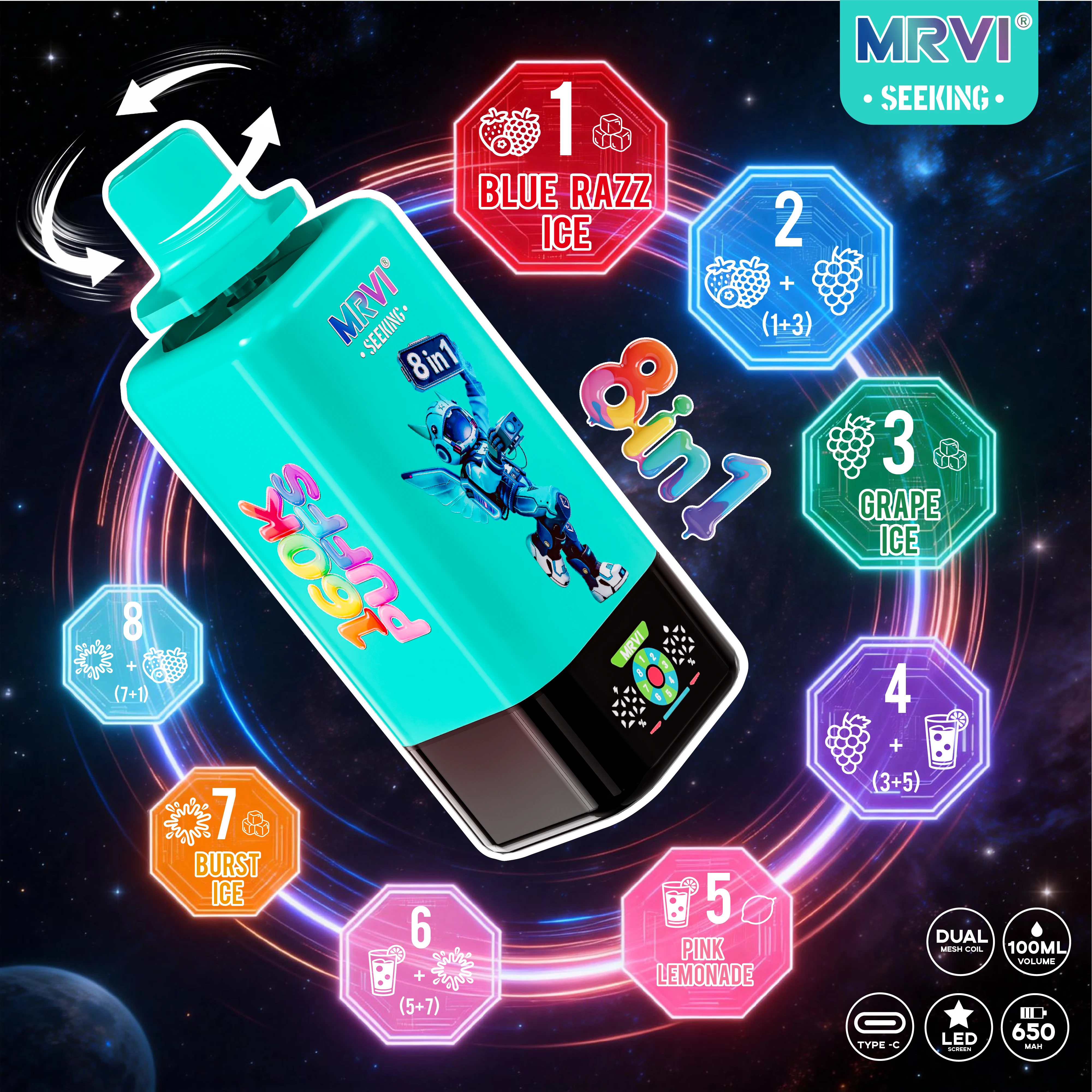MRVI SEEKING 160000パフ 8-in-1 使い捨て電子タバコ - image 8