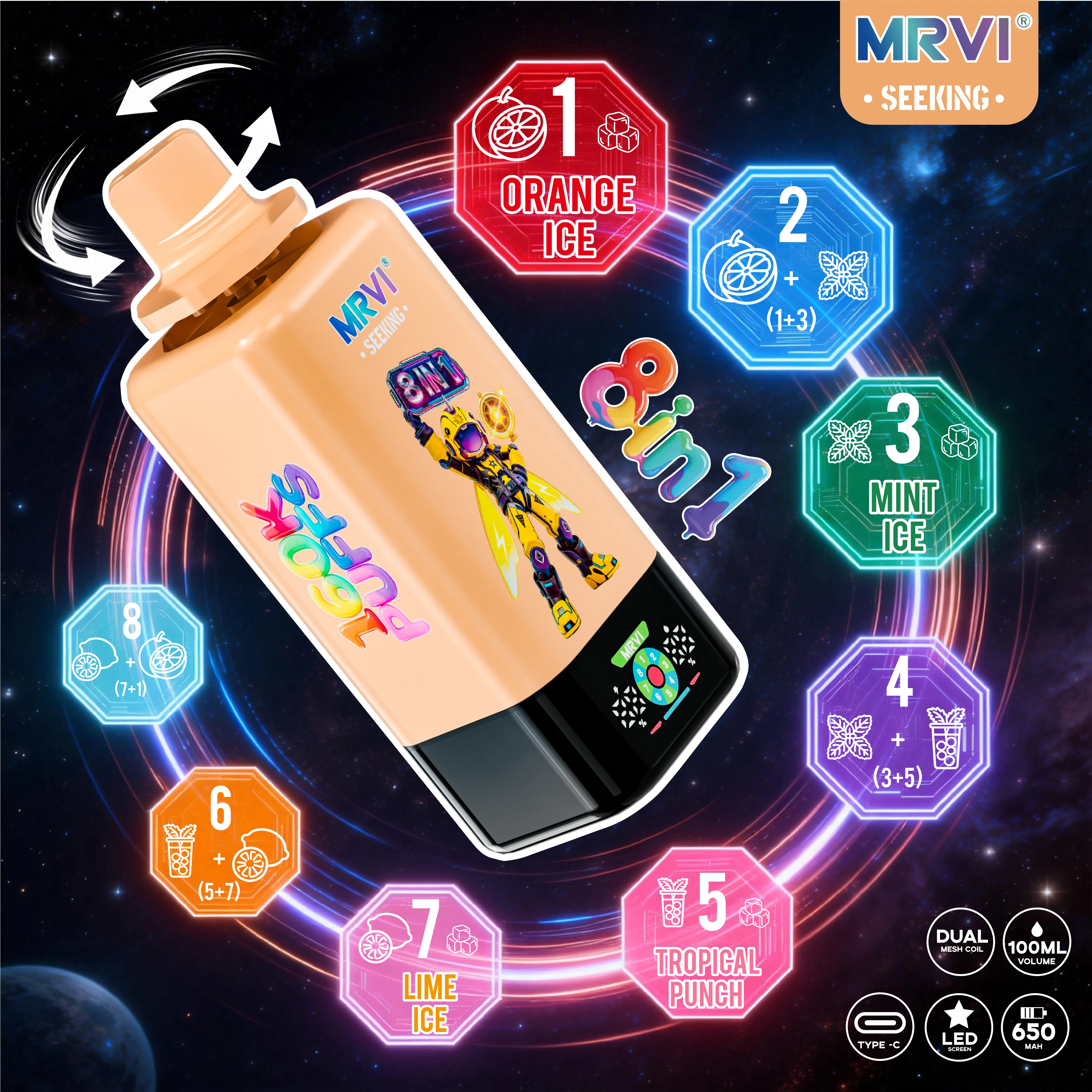 MRVI SEEKING 160000パフ 8-in-1 使い捨て電子タバコ - image 12