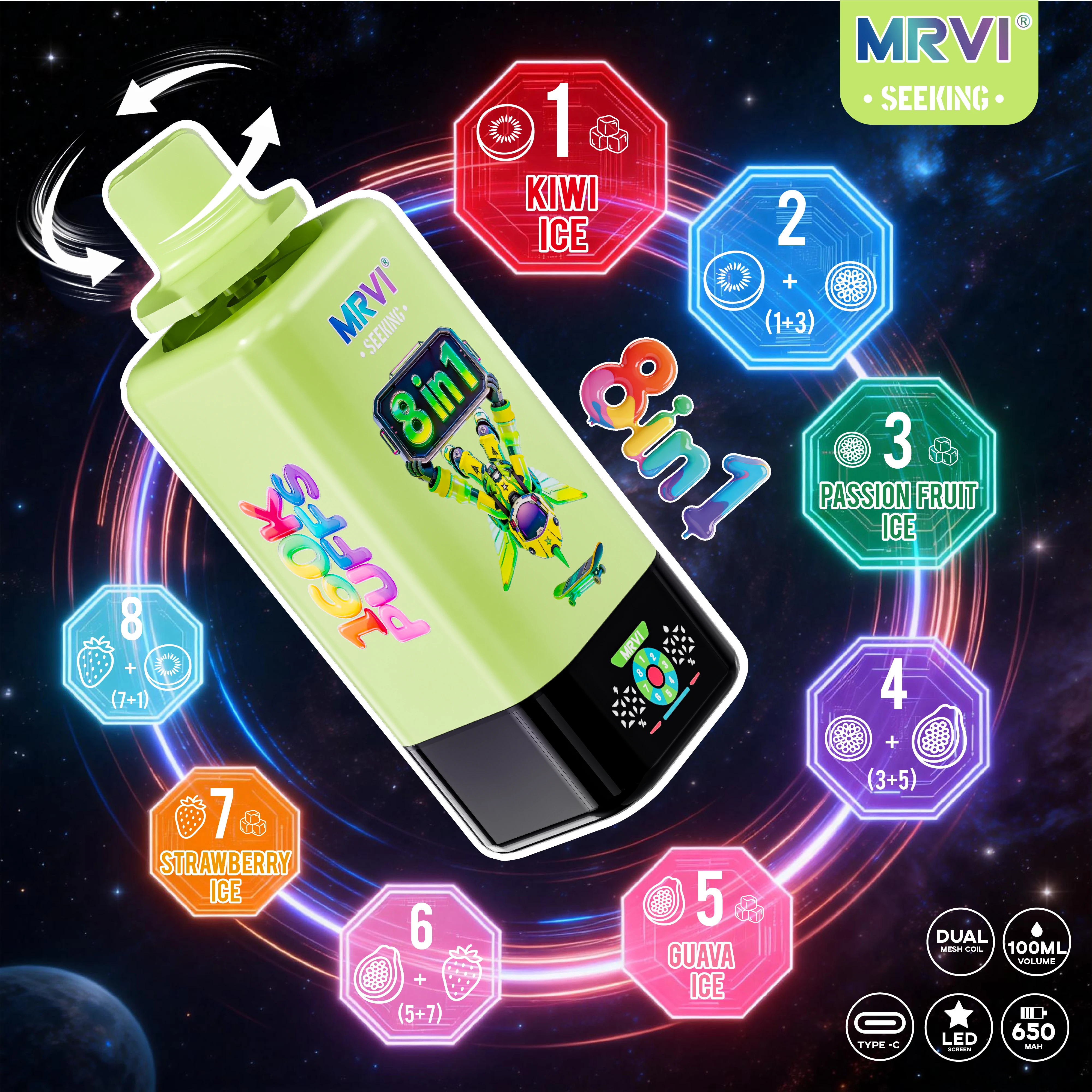MRVI SEEKING 160000パフ 8-in-1 使い捨て電子タバコ - image 5