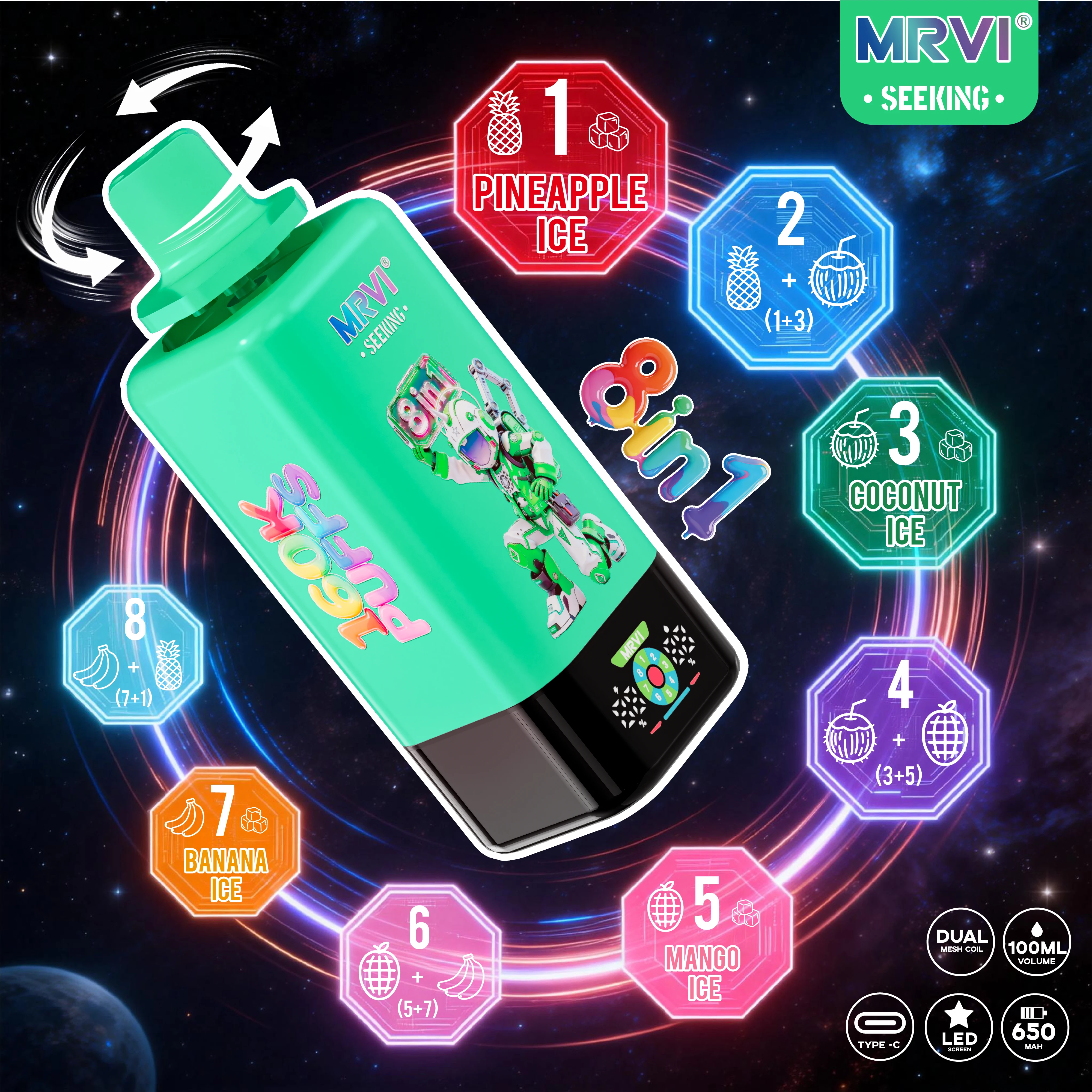 MRVI SEEKING 160000パフ 8-in-1 使い捨て電子タバコ - image 7
