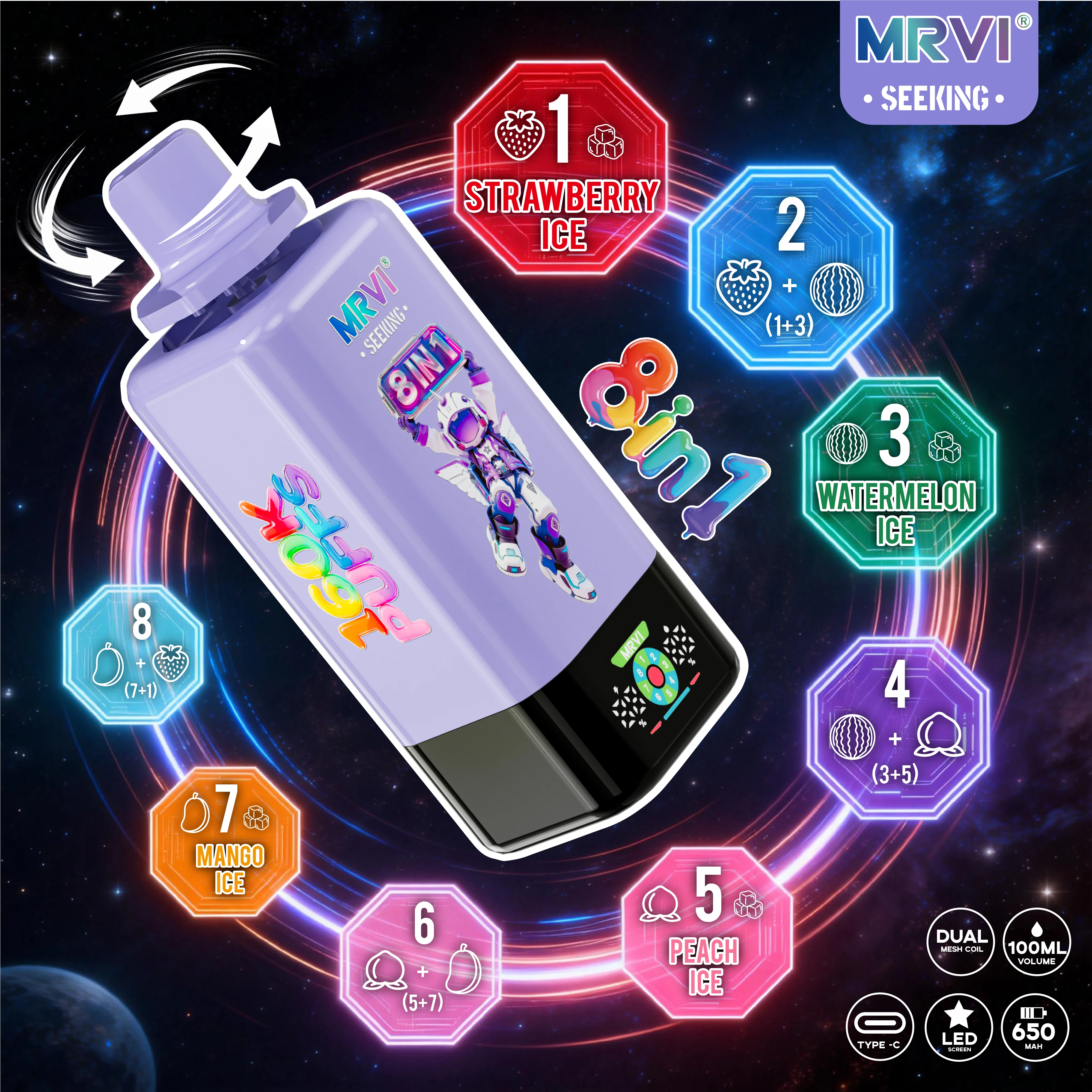MRVI SEEKING 160000パフ 8-in-1 使い捨て電子タバコ - image 4
