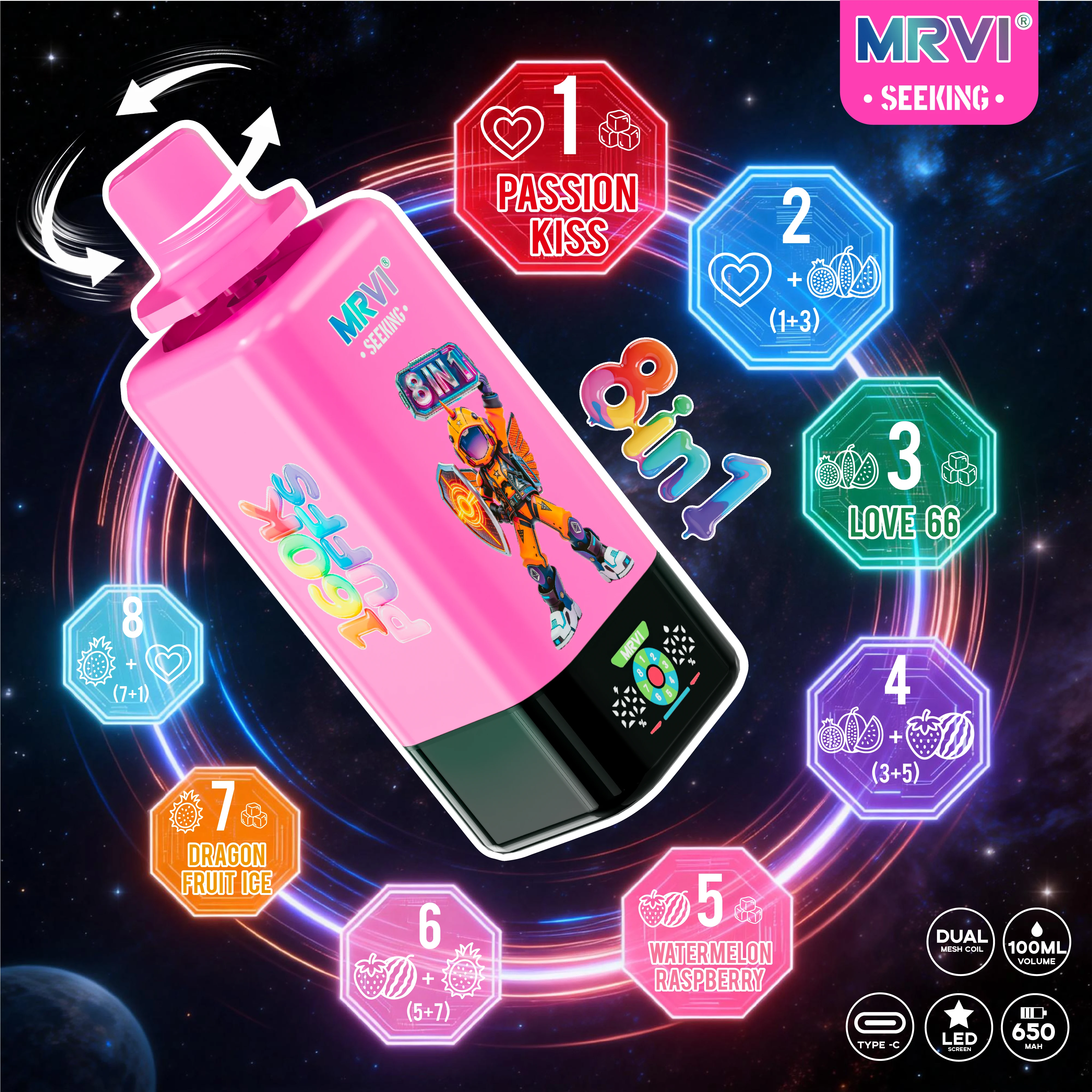 MRVI SEEKING 160000パフ 8-in-1 使い捨て電子タバコ - image 11