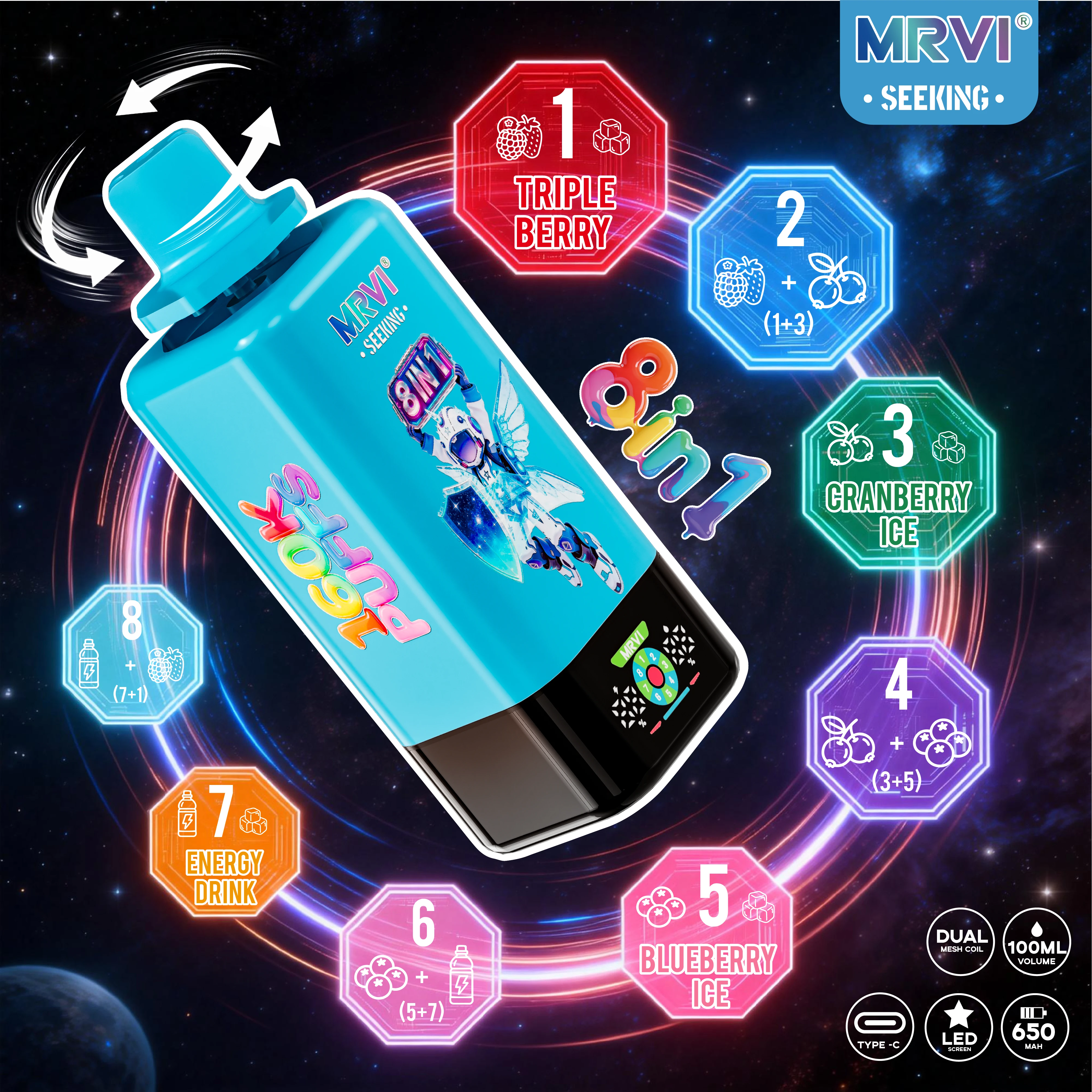 MRVI SEEKING 160000パフ 8-in-1 使い捨て電子タバコ - image 9