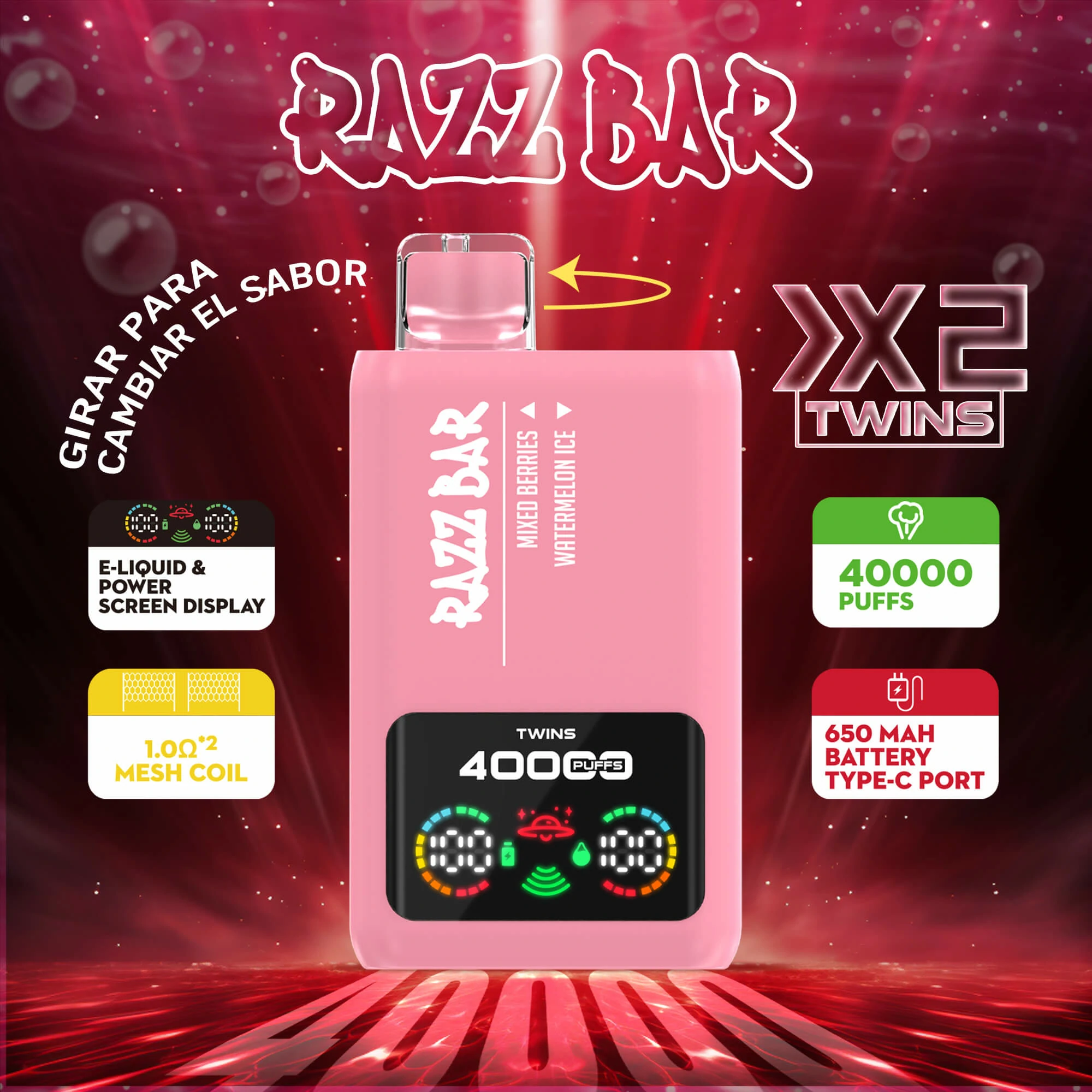 Razz Bar 40000パフ 2-in-1 使い捨て電子タバコ - image 2