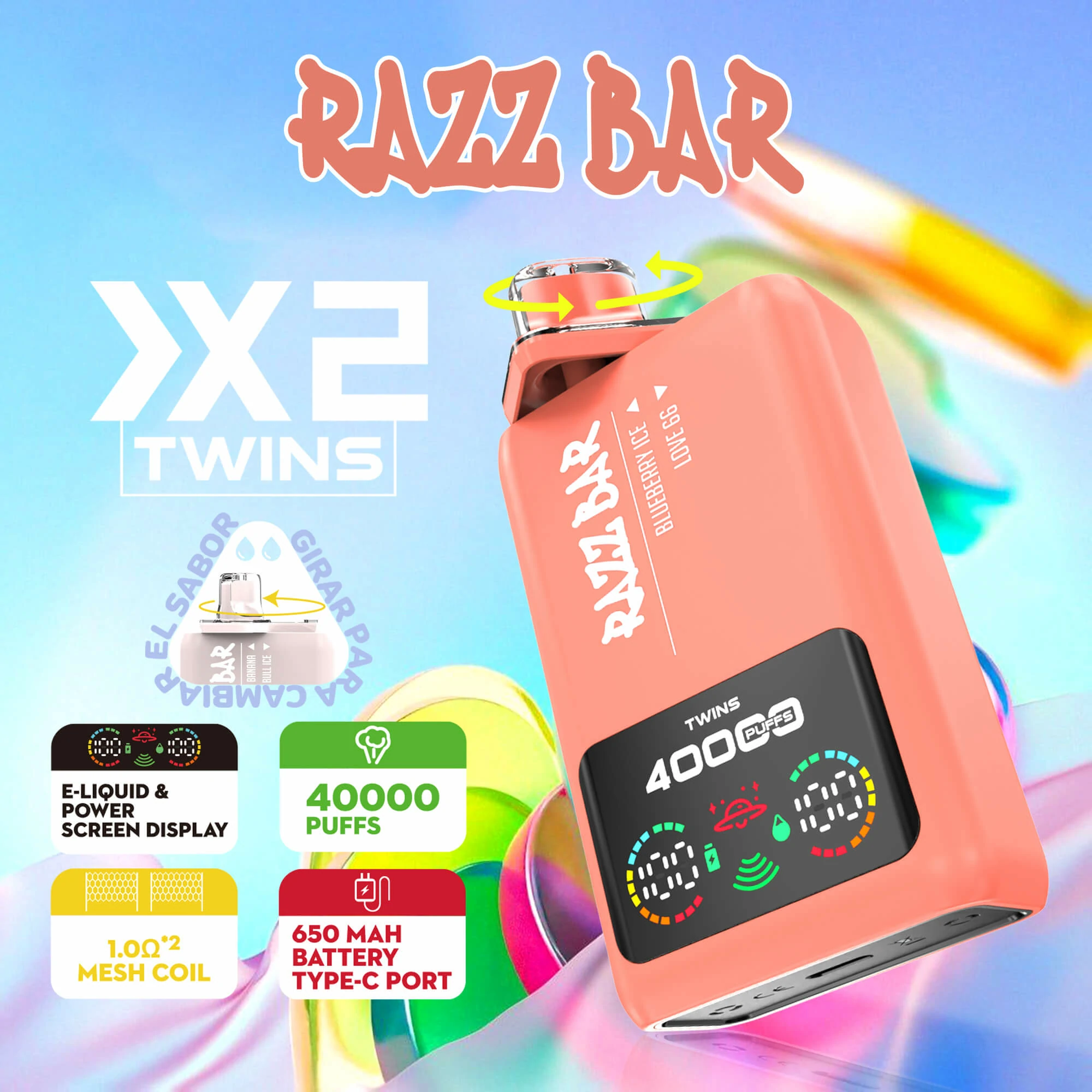 Razz Bar 40000パフ 2-in-1 使い捨て電子タバコ - image 5