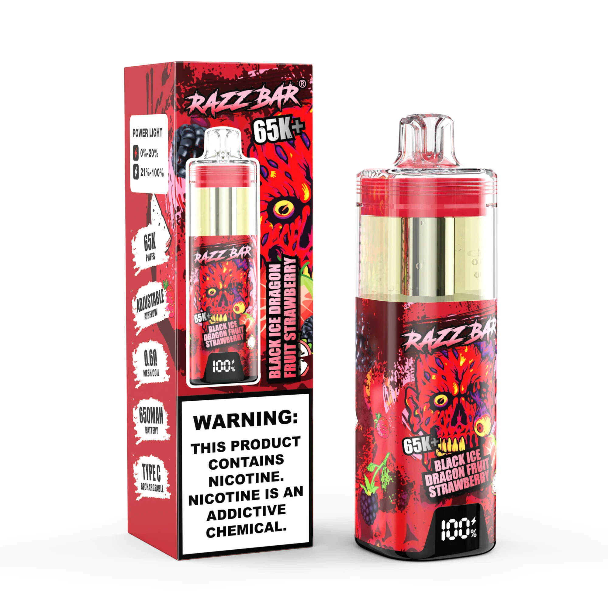 Razz Bar Crystal Smart Screen 65000パフ 使い捨て電子タバコ - image 2
