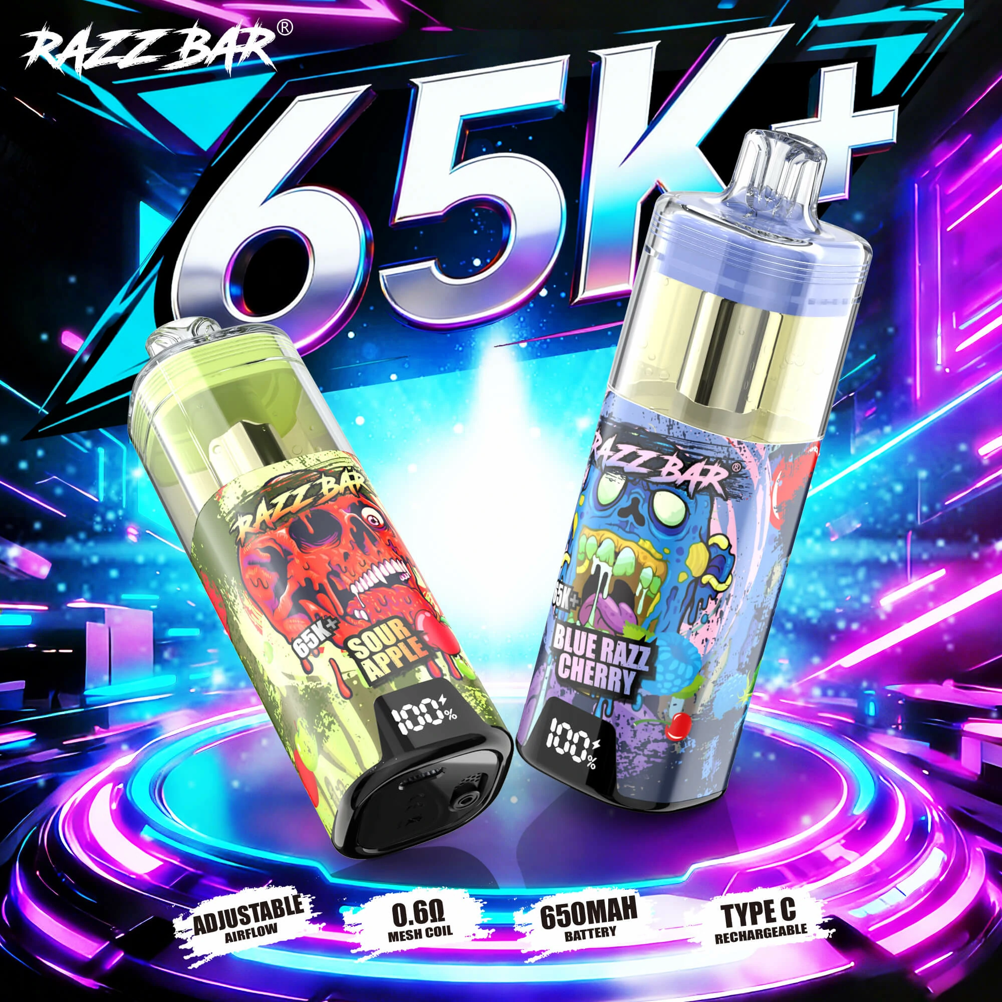 Razz Bar Crystal Smart Screen 65000パフ 使い捨て電子タバコ - image 3