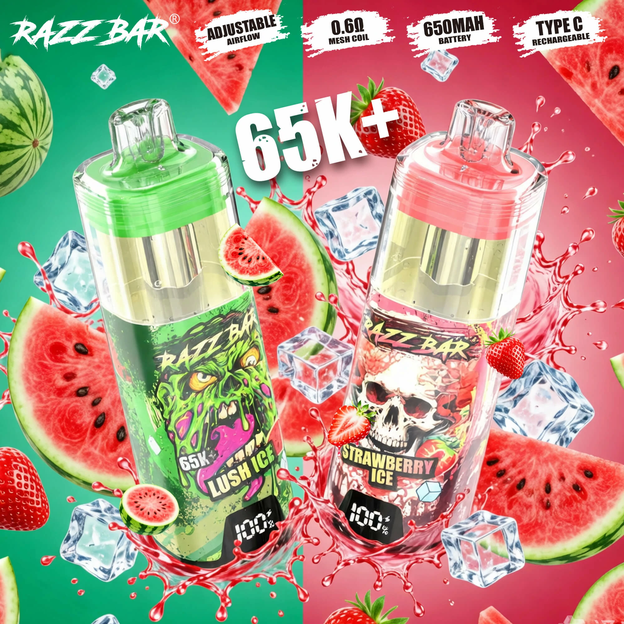 Razz Bar Crystal Smart Screen 65000パフ 使い捨て電子タバコ - image 4