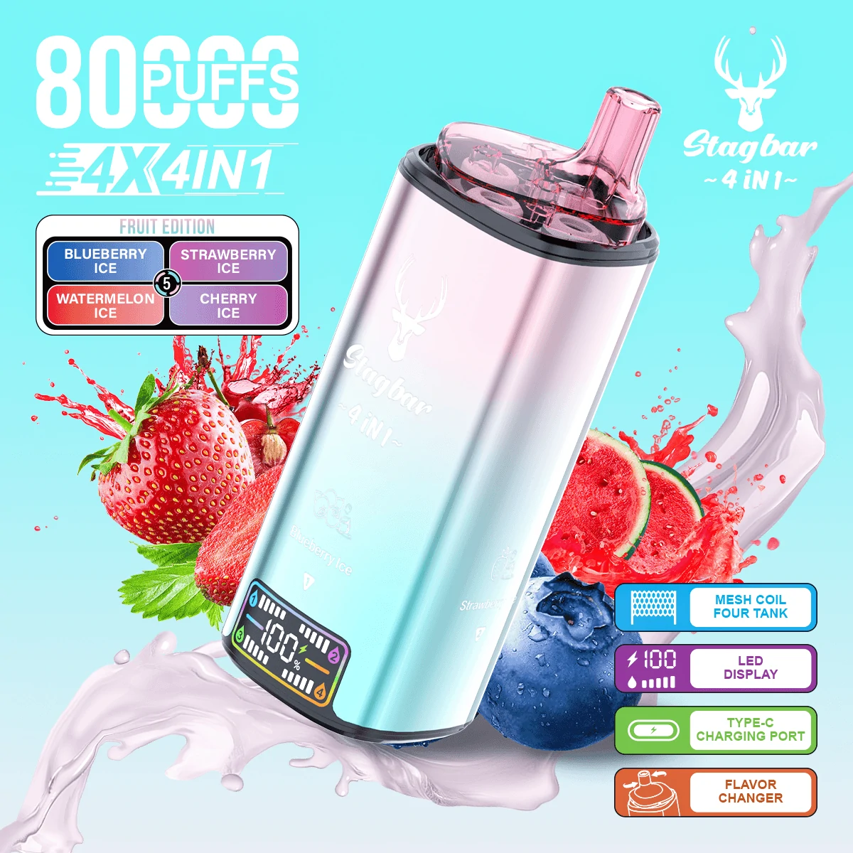 Stag Bar 80000パフ 4-in-1 使い捨て電子タバコ - image 2