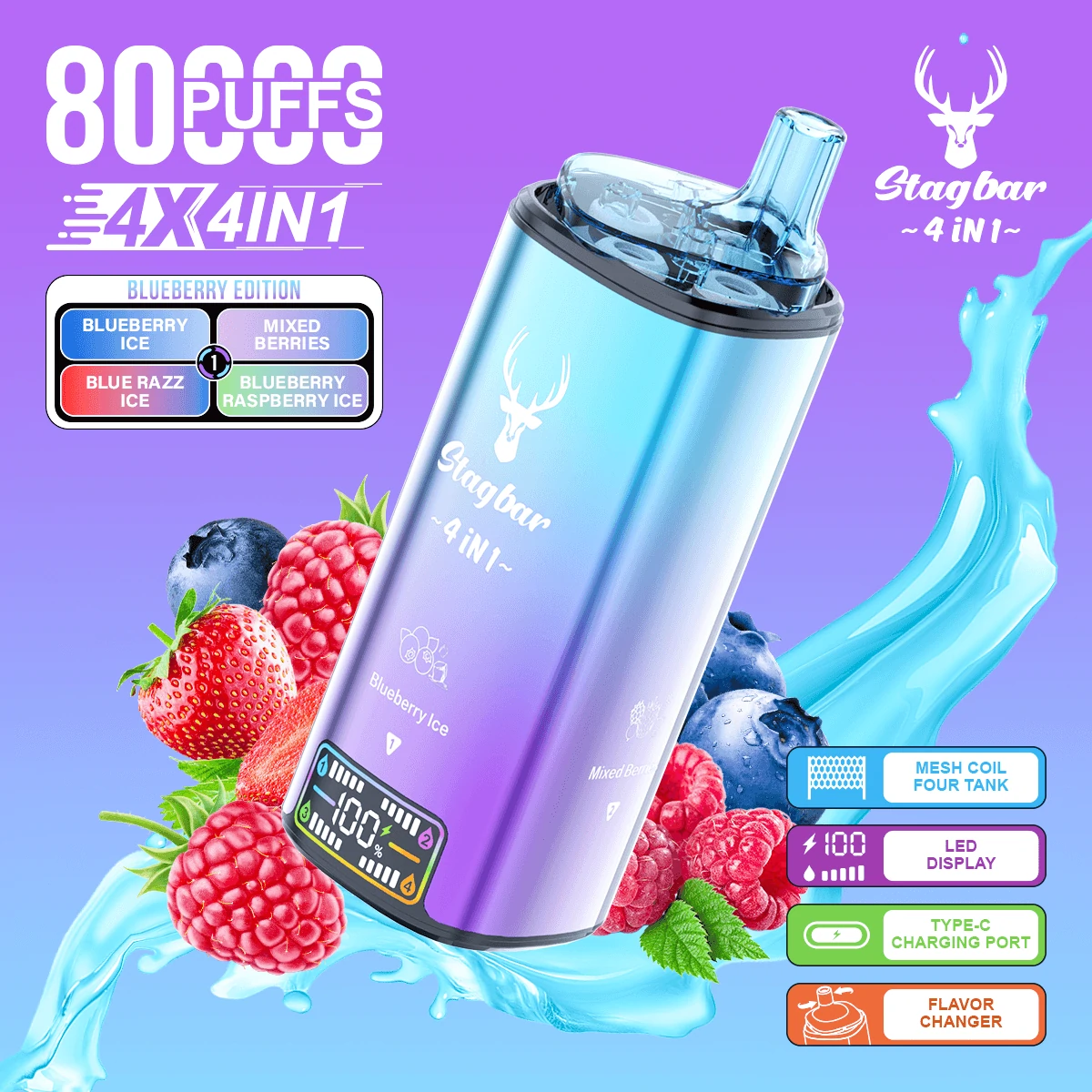 Stag Bar 80000パフ 4-in-1 使い捨て電子タバコ - image 3
