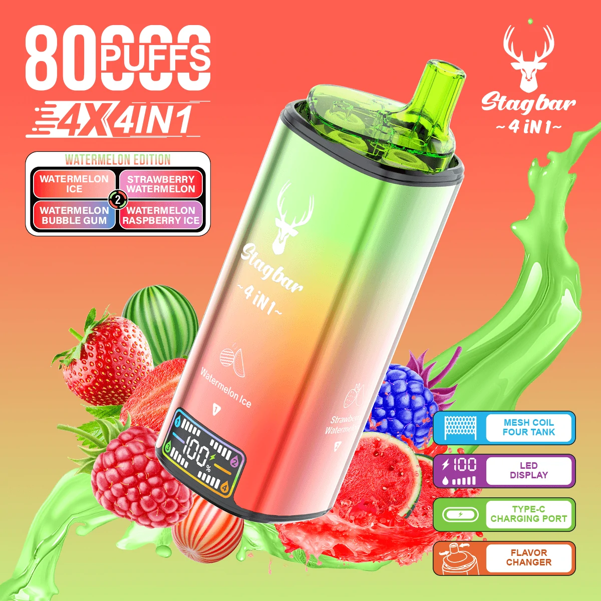 Stag Bar 80000パフ 4-in-1 使い捨て電子タバコ - image 4