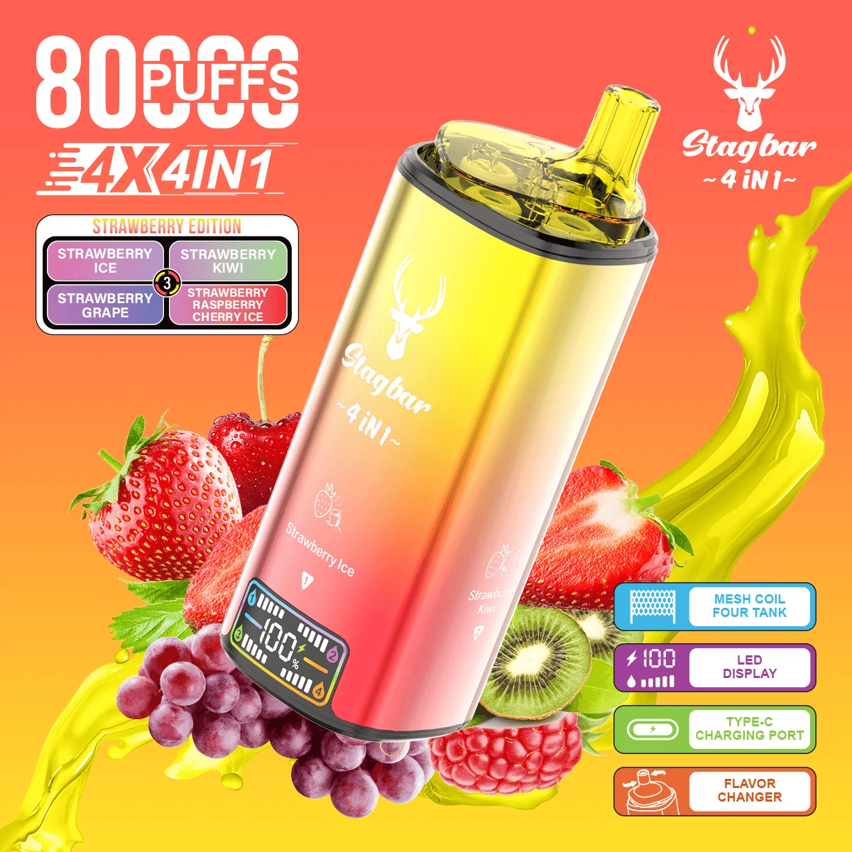 Stag Bar 80000パフ 4-in-1 使い捨て電子タバコ - image 5