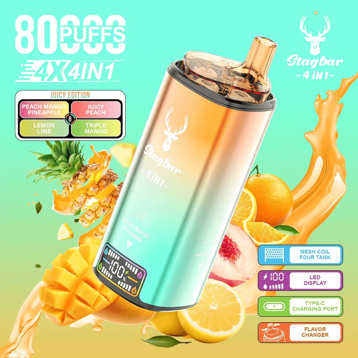 Stag Bar 80000パフ 4-in-1 使い捨て電子タバコ - image 6