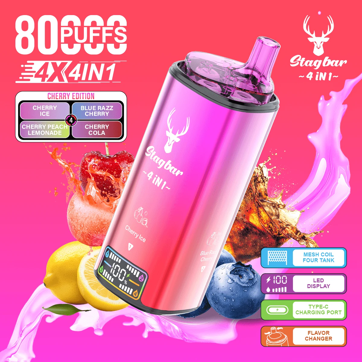 Stag Bar 80000パフ 4-in-1 使い捨て電子タバコ - image 9