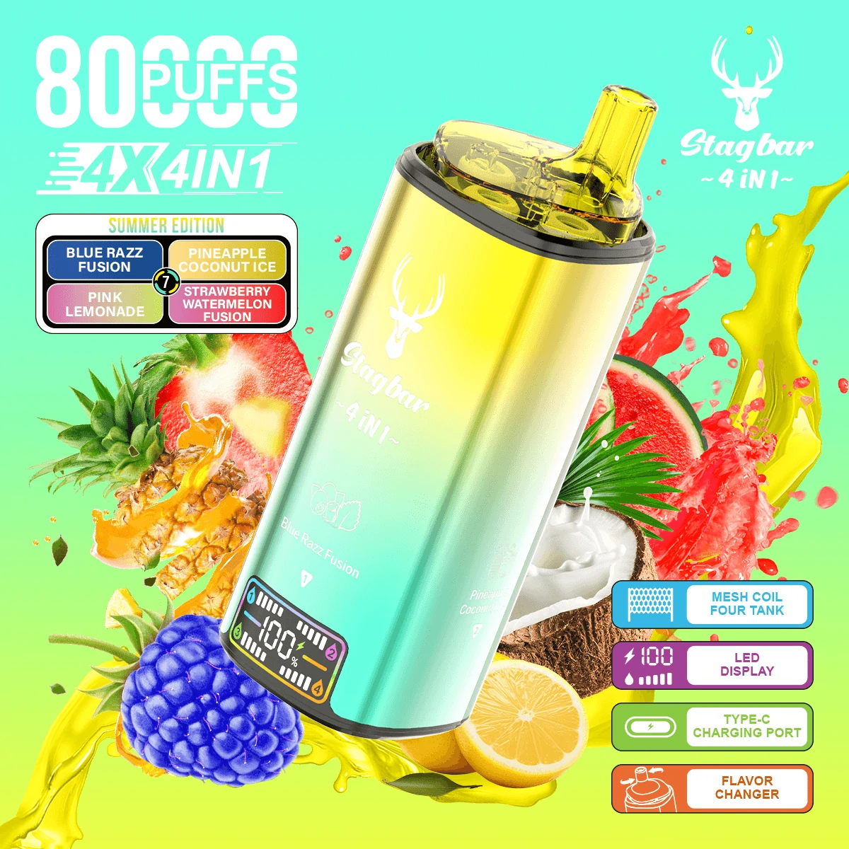 Stag Bar 80000パフ 4-in-1 使い捨て電子タバコ - image 11